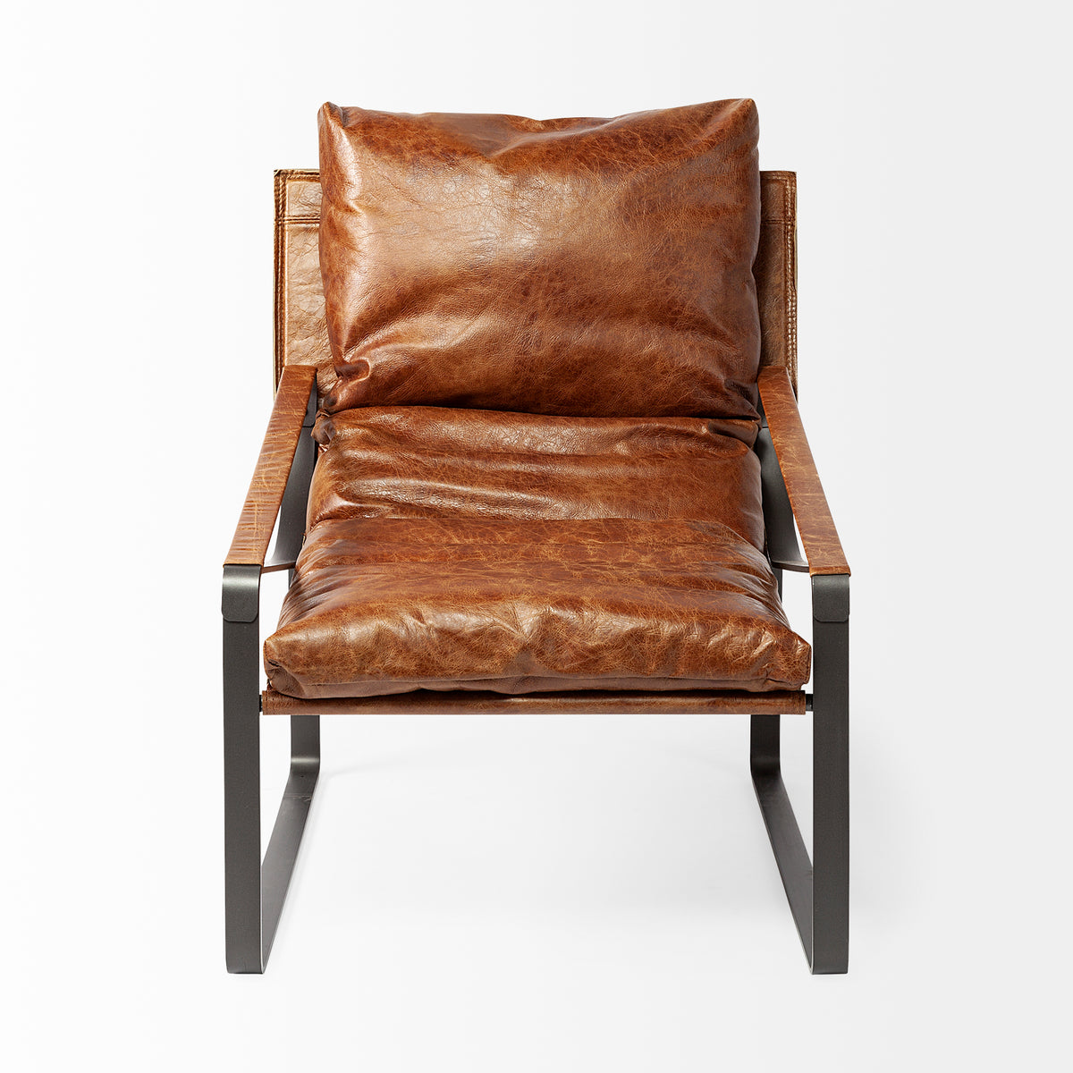Hornet Brown Genuine Leather Accent Chair