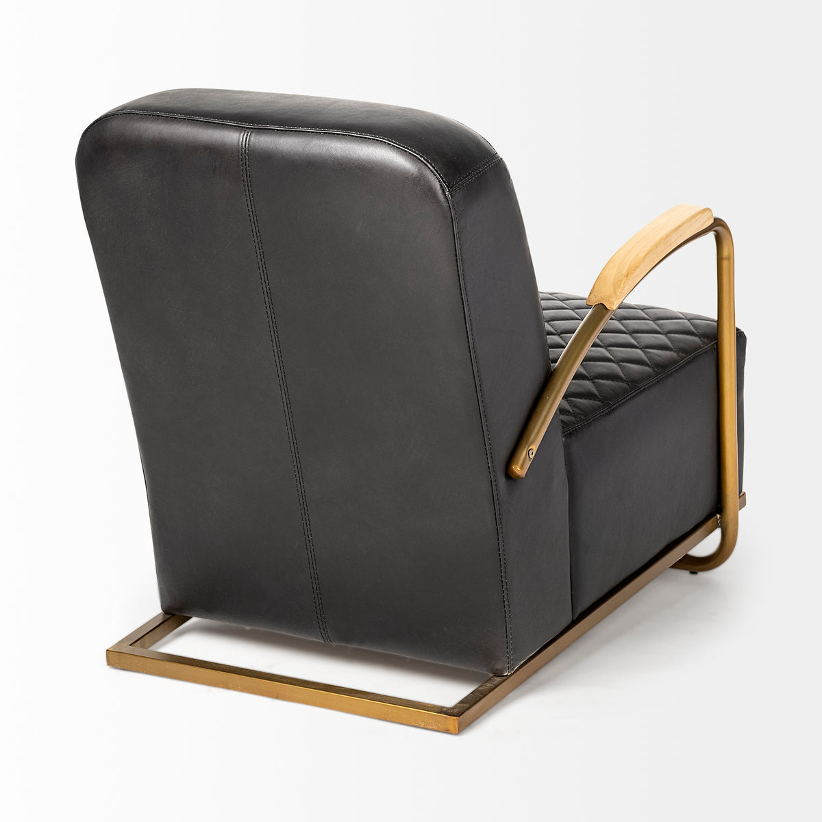 Horace Black Genuine Leather Diamond Tufted Accent Chair