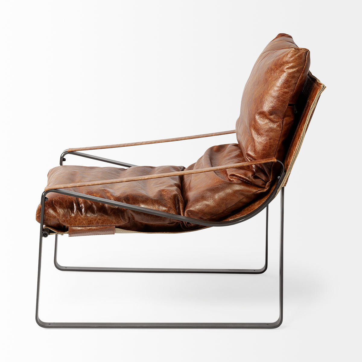 Hornet Brown Genuine Leather Accent Chair