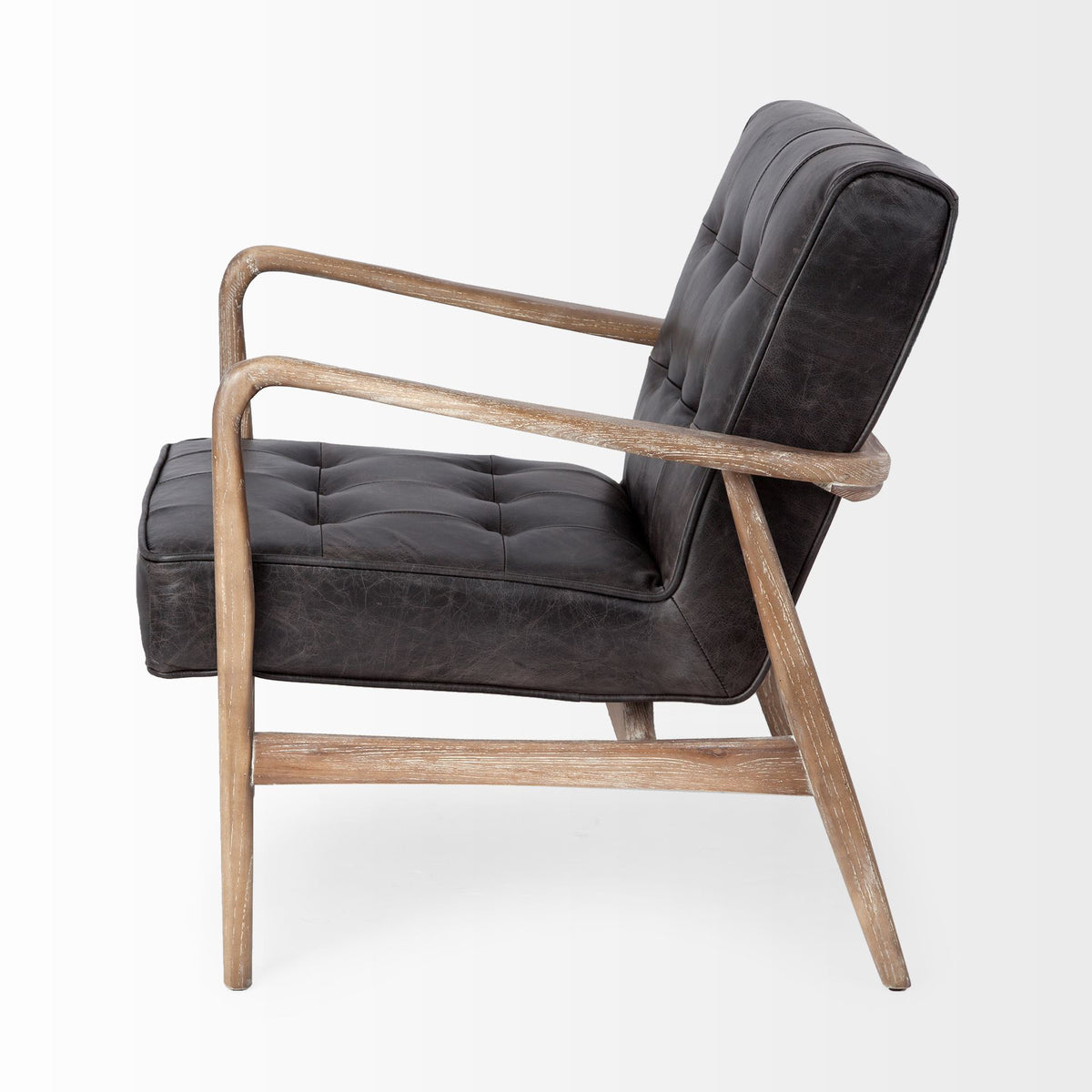 Phineas Black Tufted Leather Accent Chair