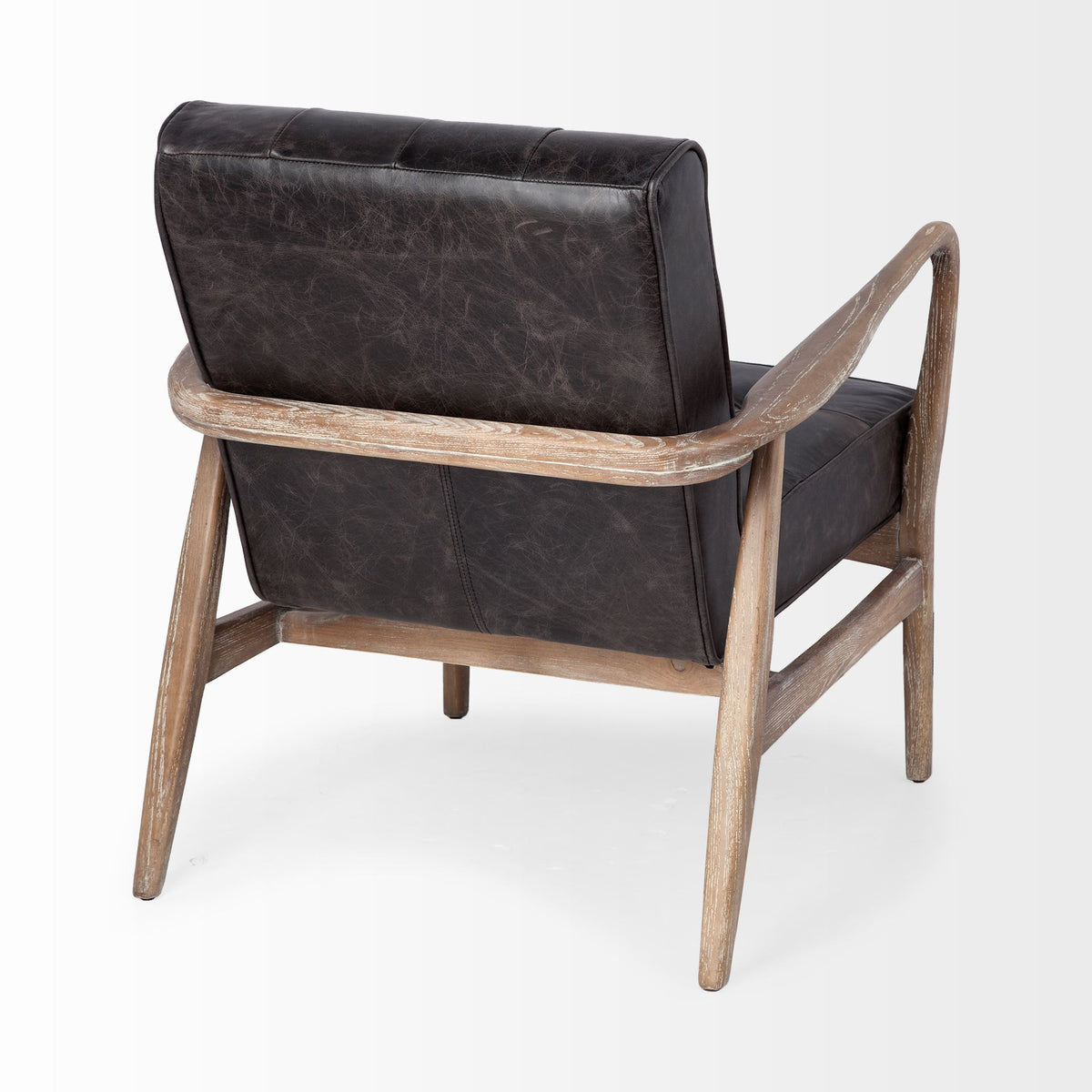 Phineas Black Tufted Leather Accent Chair