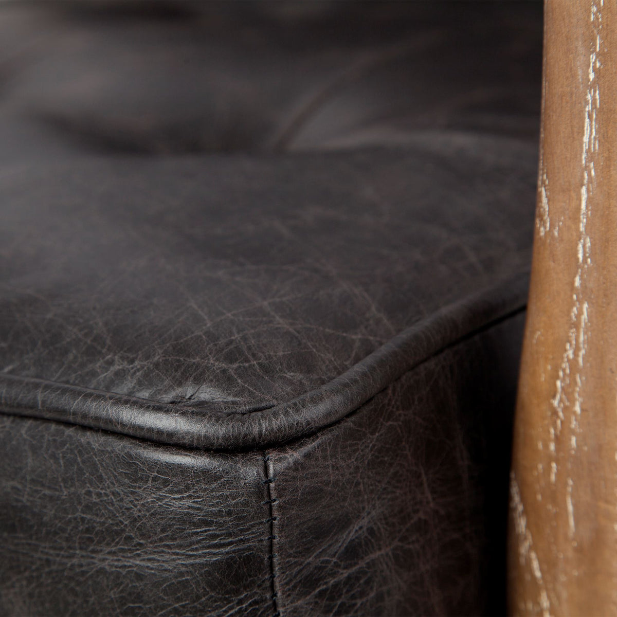 Phineas Black Tufted Leather Accent Chair