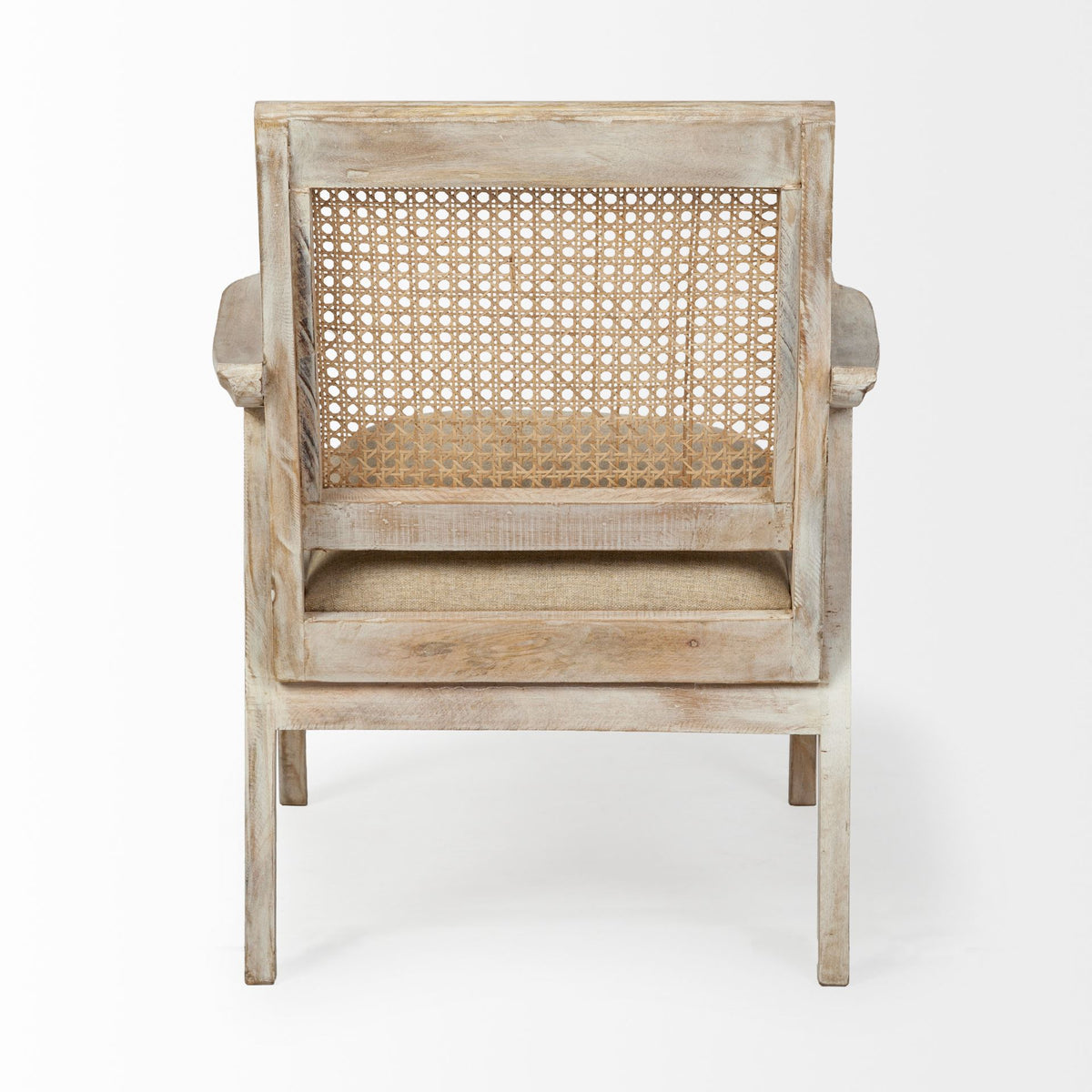 Teryn Cream Linen Cane Back Accent Chair