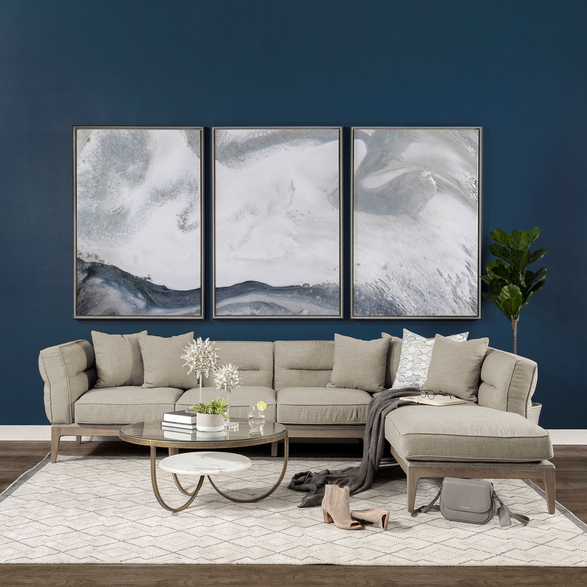 Denali Right Chaise Beige Upholstered Sectional