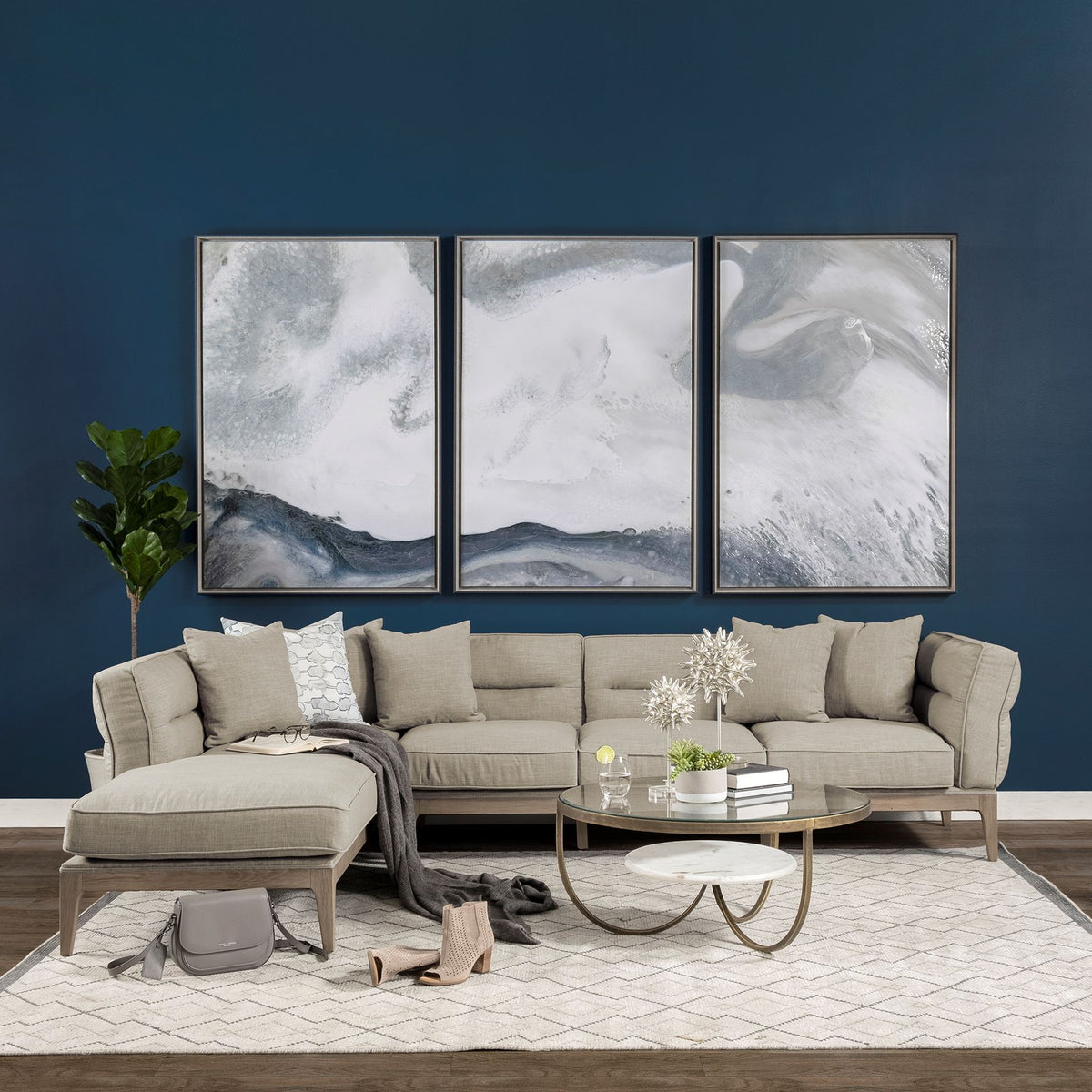 Denali Left Chaise Beige Upholstered Sectional