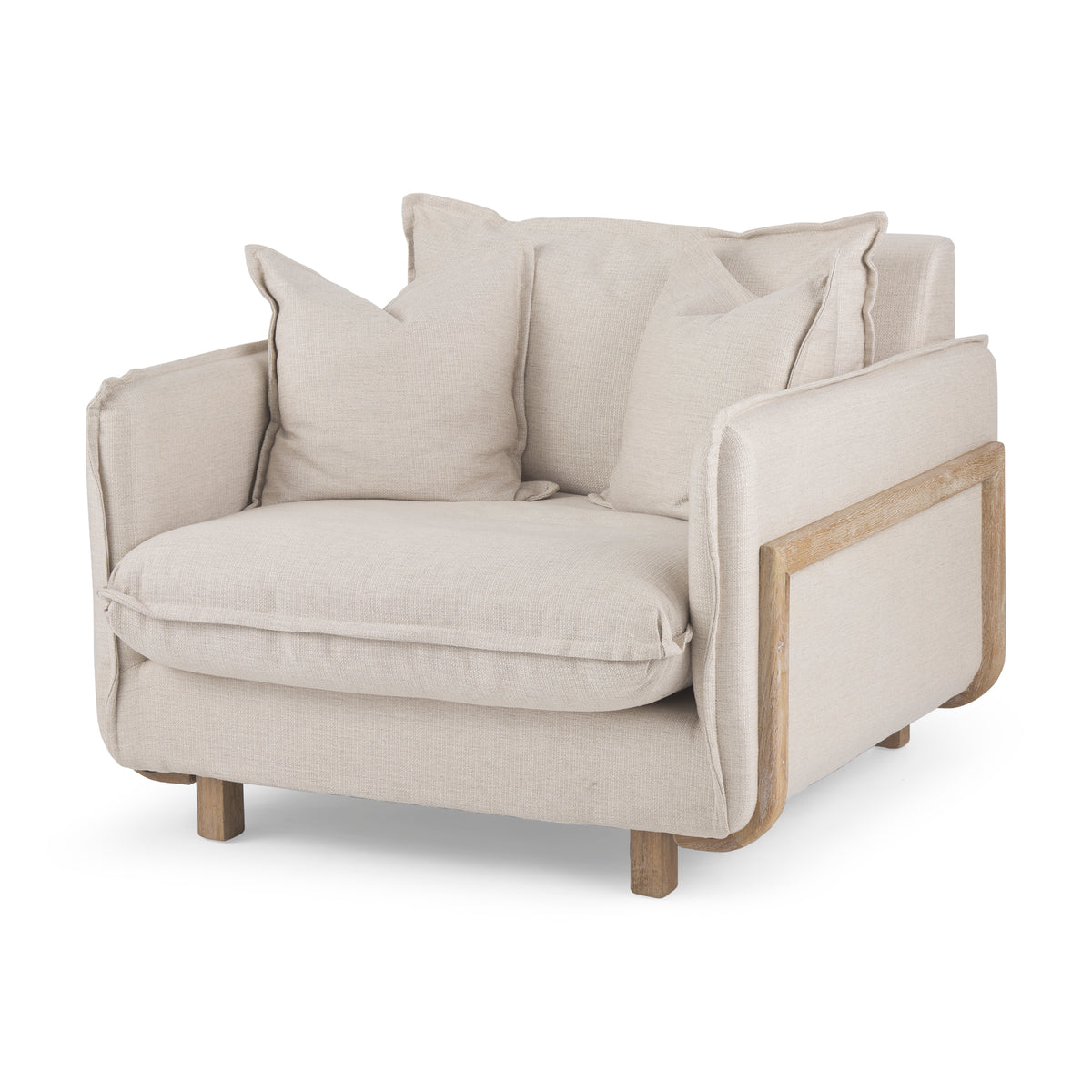 Roy Beige Upholstered Arm Chair