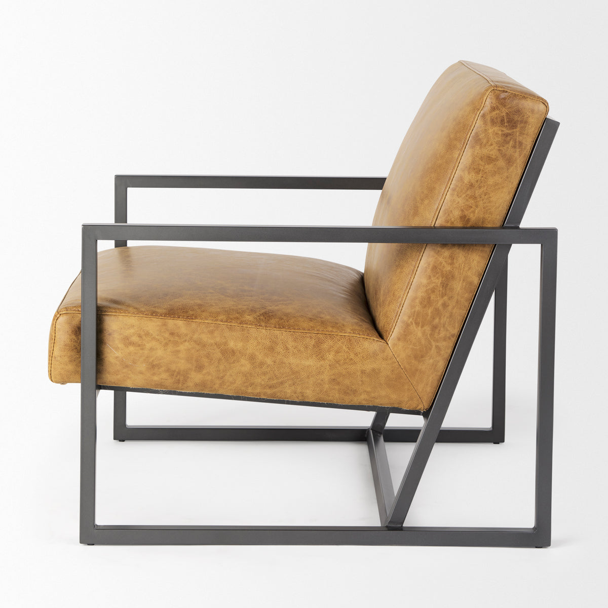 Armelle Brown Leather Accent Chair