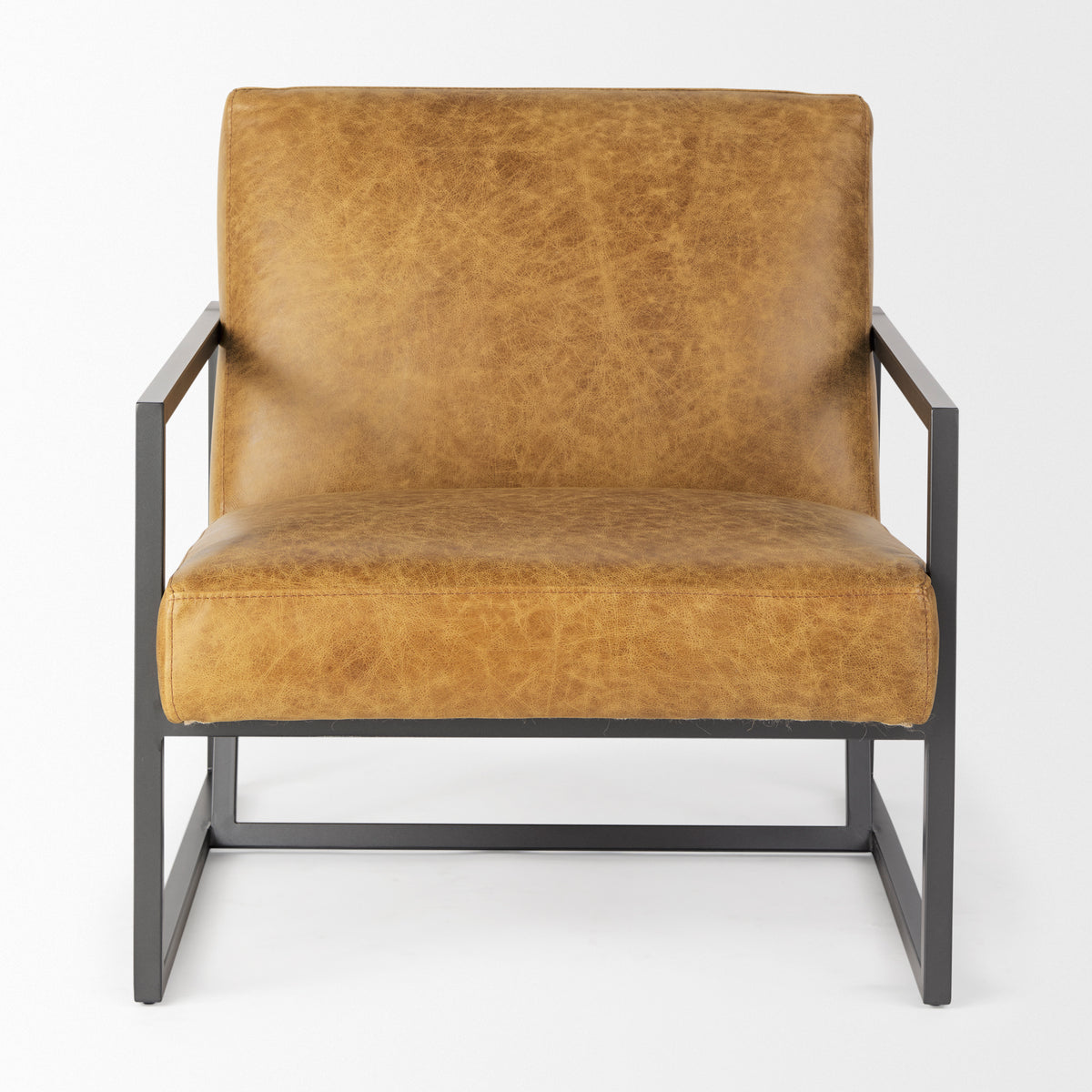 Armelle Brown Leather Accent Chair
