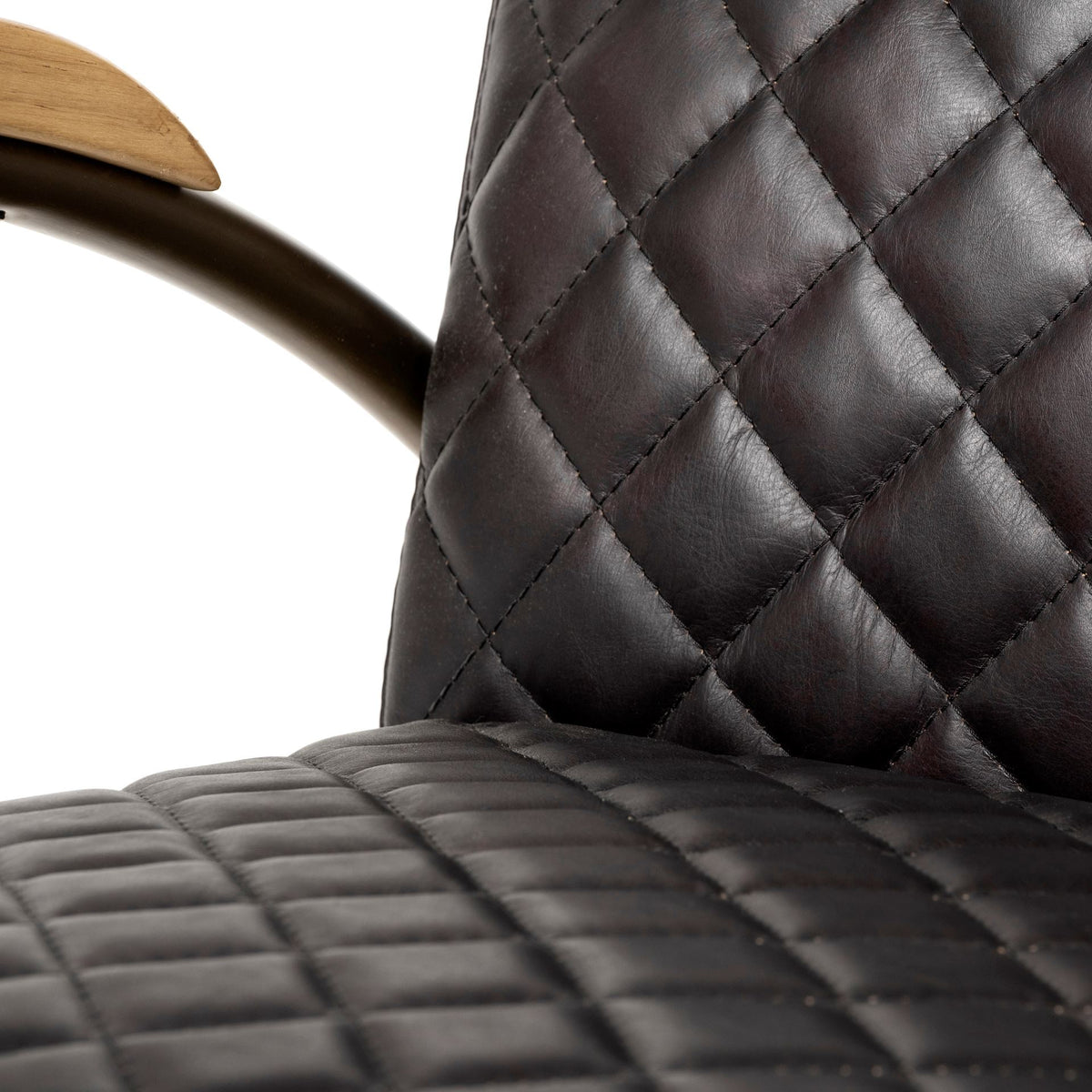 Horace Black Genuine Leather Diamond Tufted Accent Chair