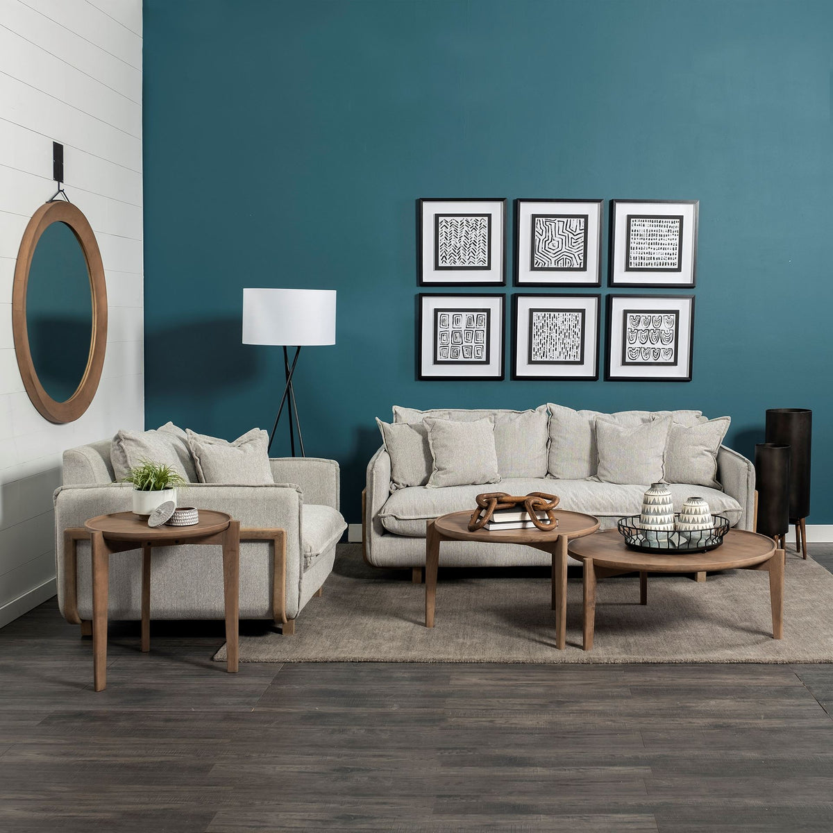 Roy Frost Gray Upholstered 3-Seater Sofa