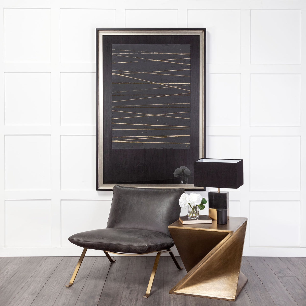 Flavelle Black Genuine Leather Slipper Chair