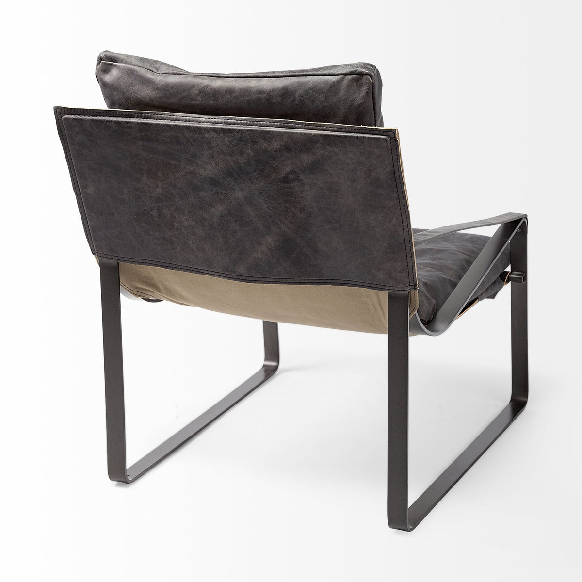 Hornet Black Genuine Leather Accent Chair