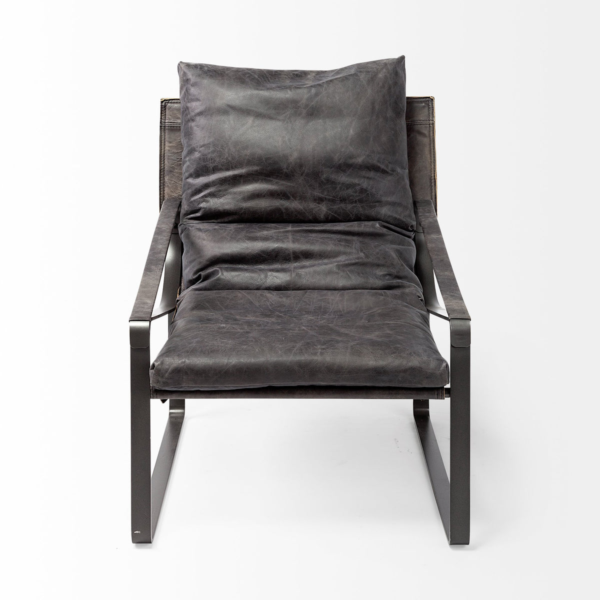 Hornet Black Genuine Leather Accent Chair