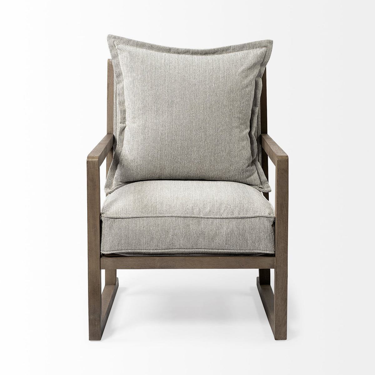 Sherlock Frost Gray Fabric Wood Frame Accent Chair