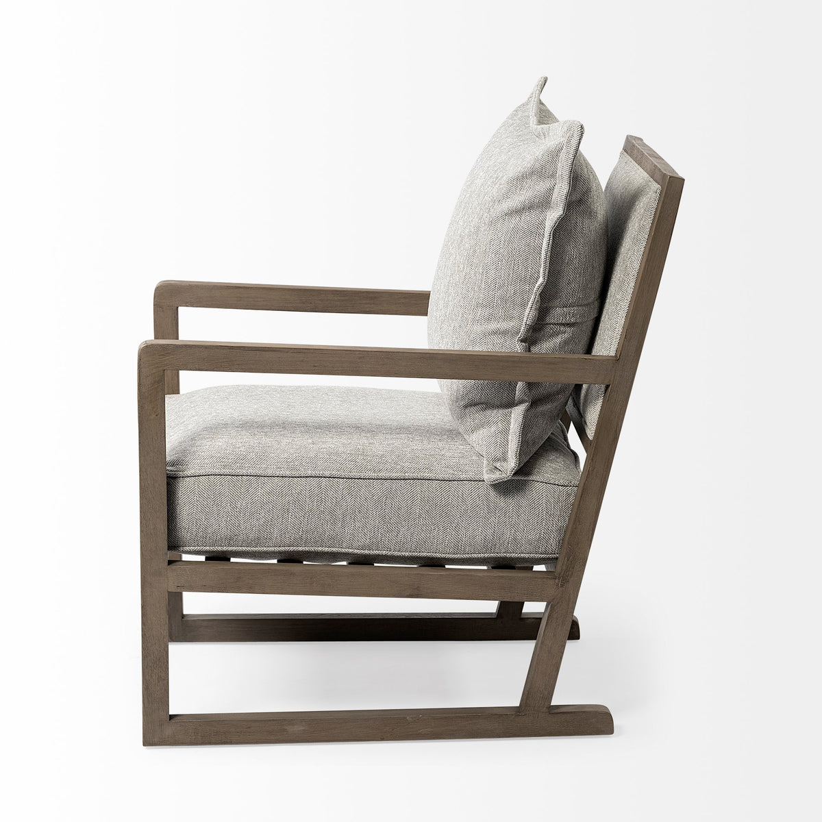 Sherlock Frost Gray Fabric Wood Frame Accent Chair