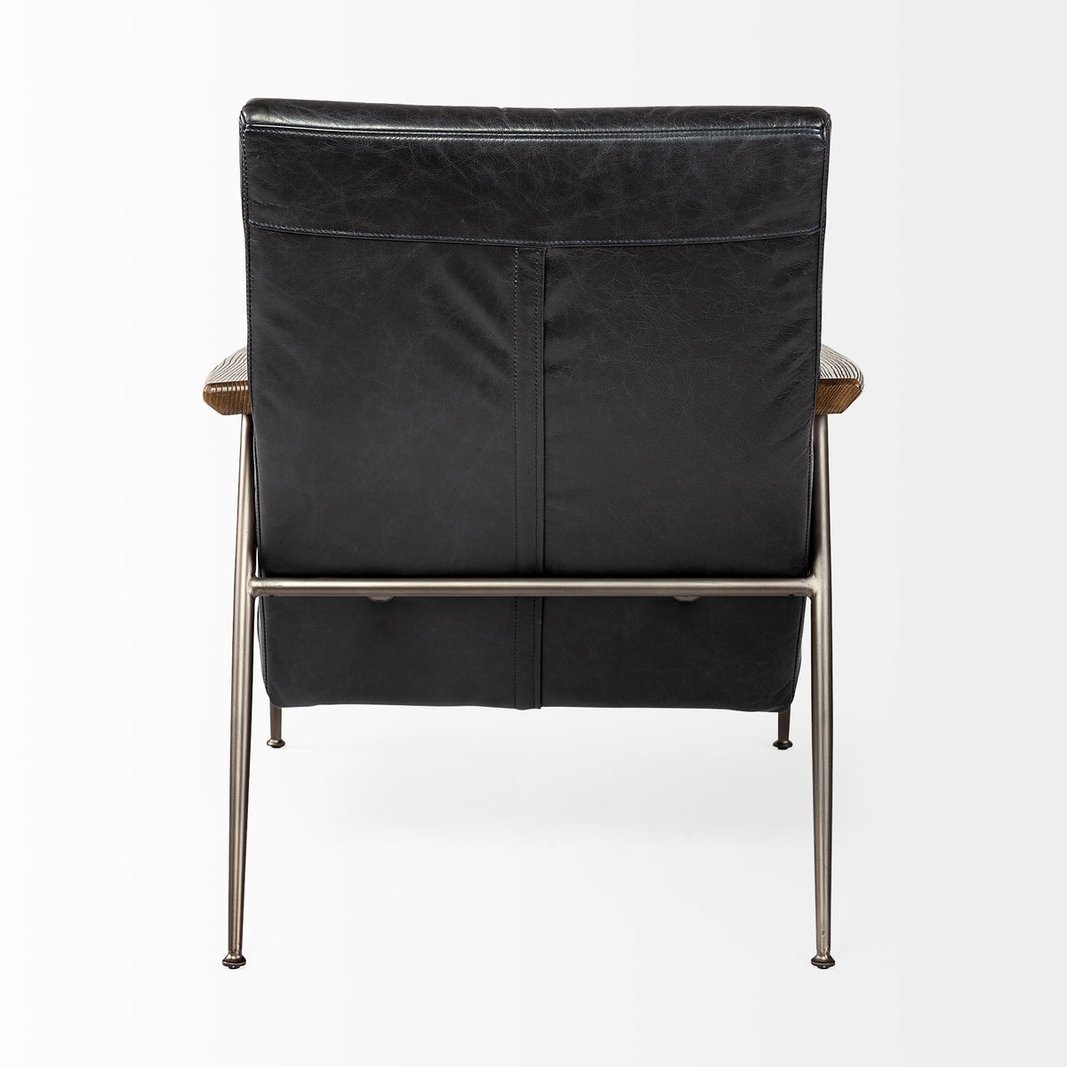 Grosjean Black Leather Bronze Frame Accent Chair