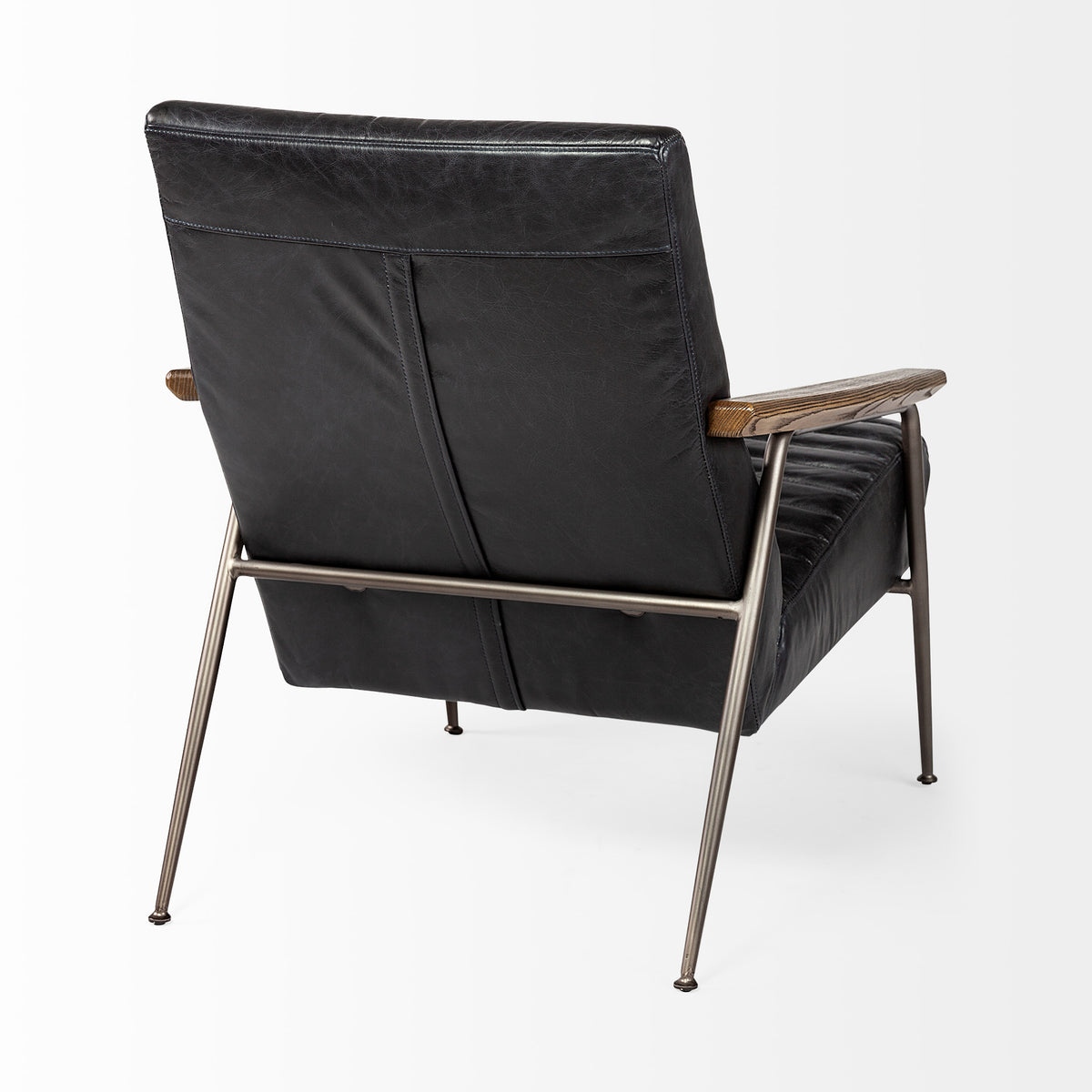 Grosjean Black Leather Bronze Frame Accent Chair