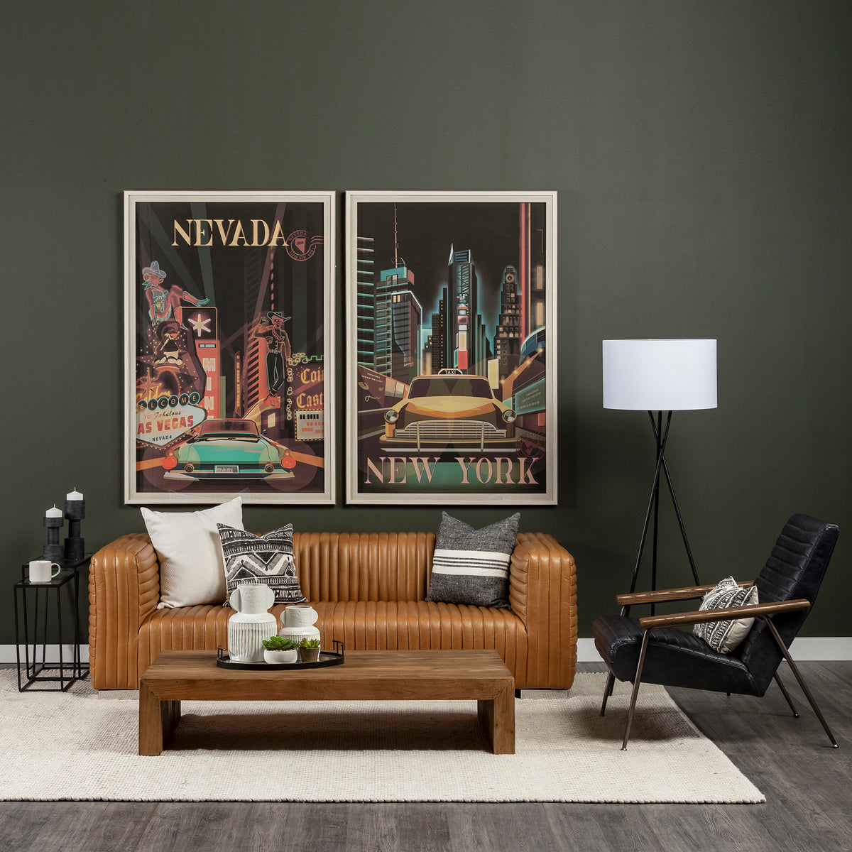 Grosjean Black Leather Bronze Frame Accent Chair