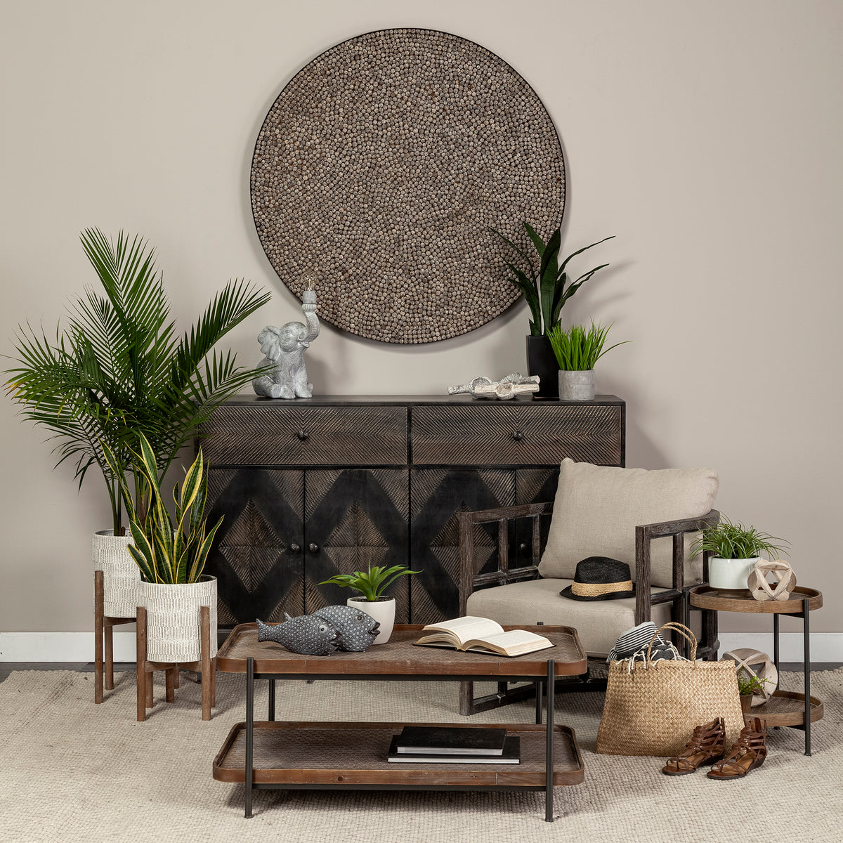 Skylar Cream Fabric Demi-Lune Accent Chair