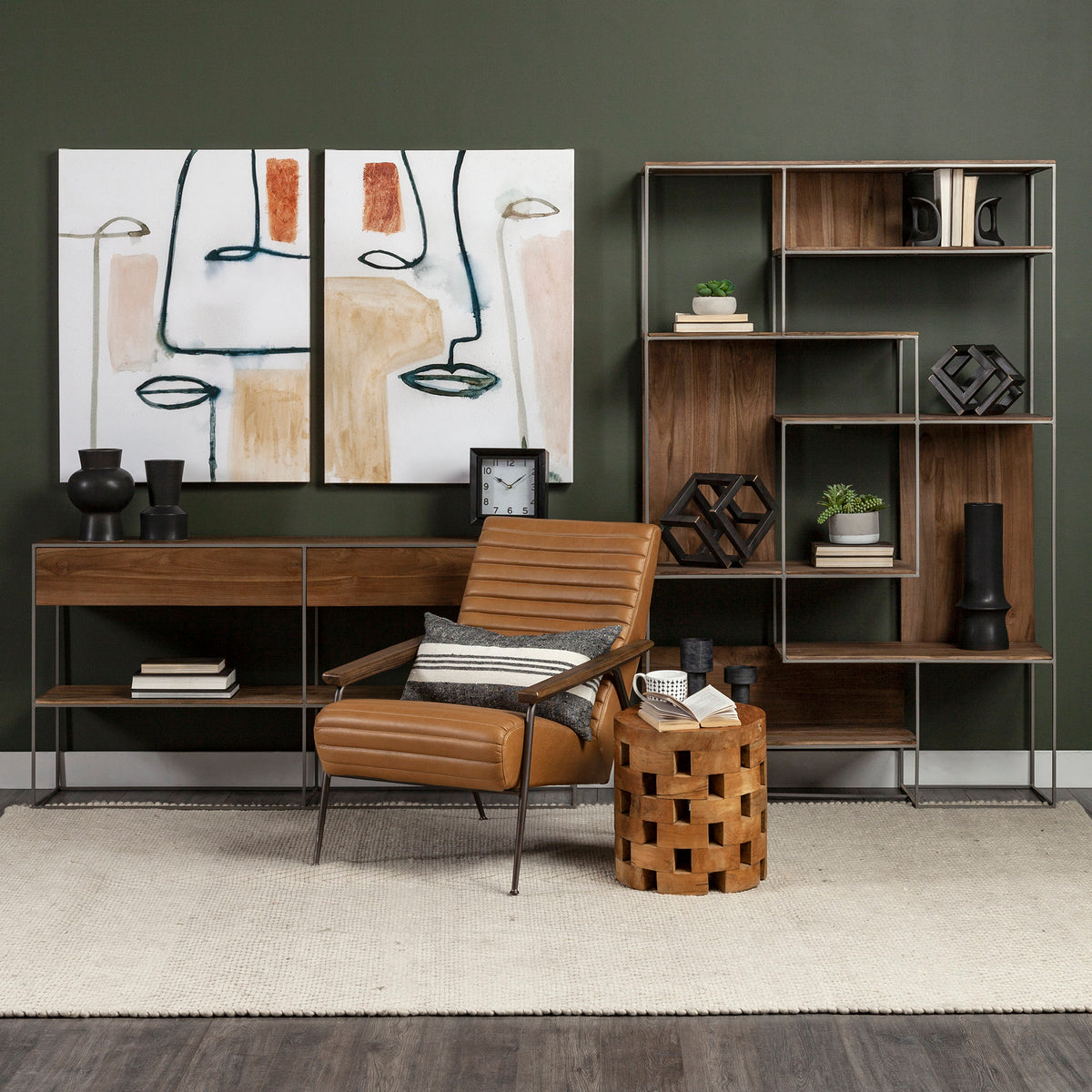 Grosjean Cognac Leather Accent Chair