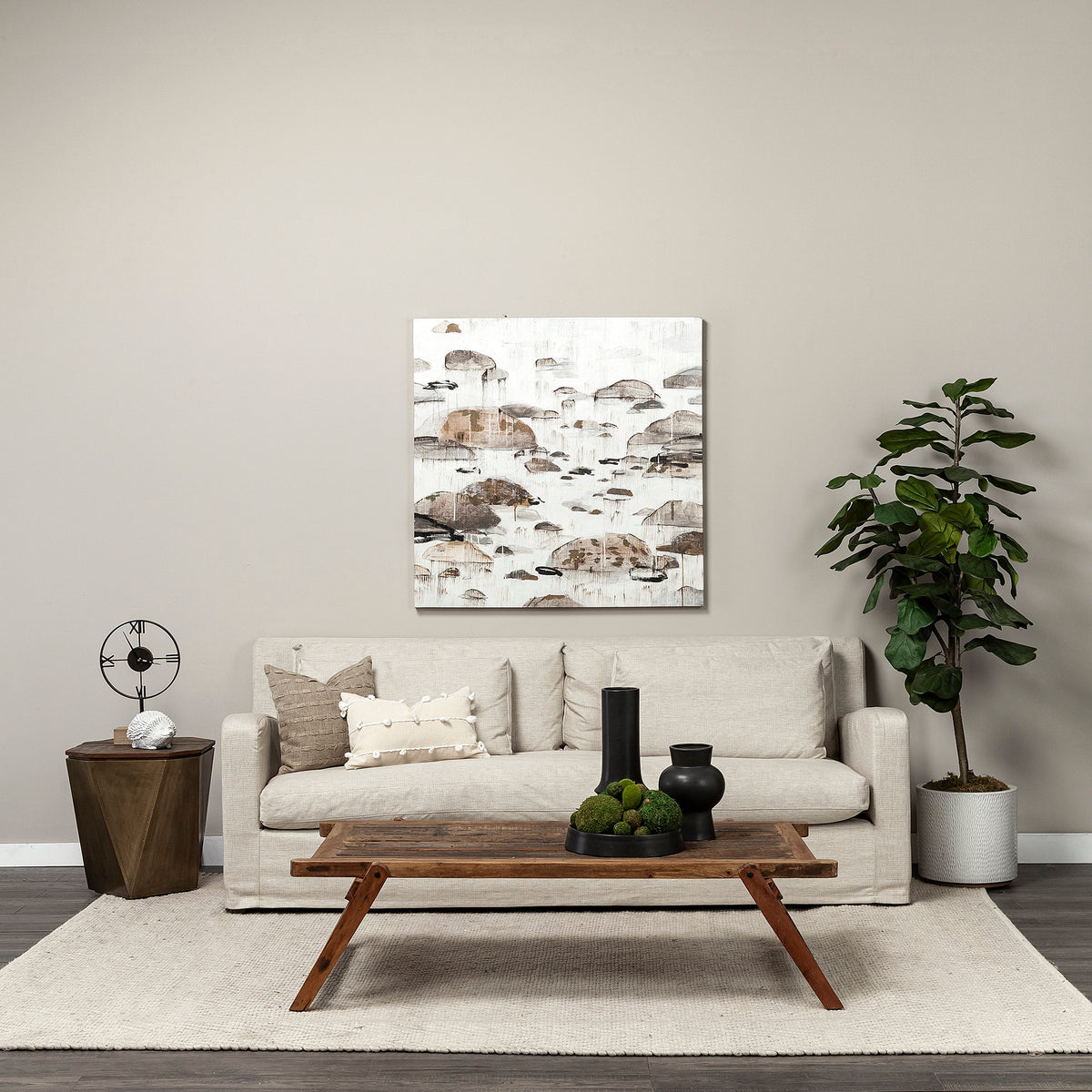 Denly Beige Slipcover 3-Seater Sofa