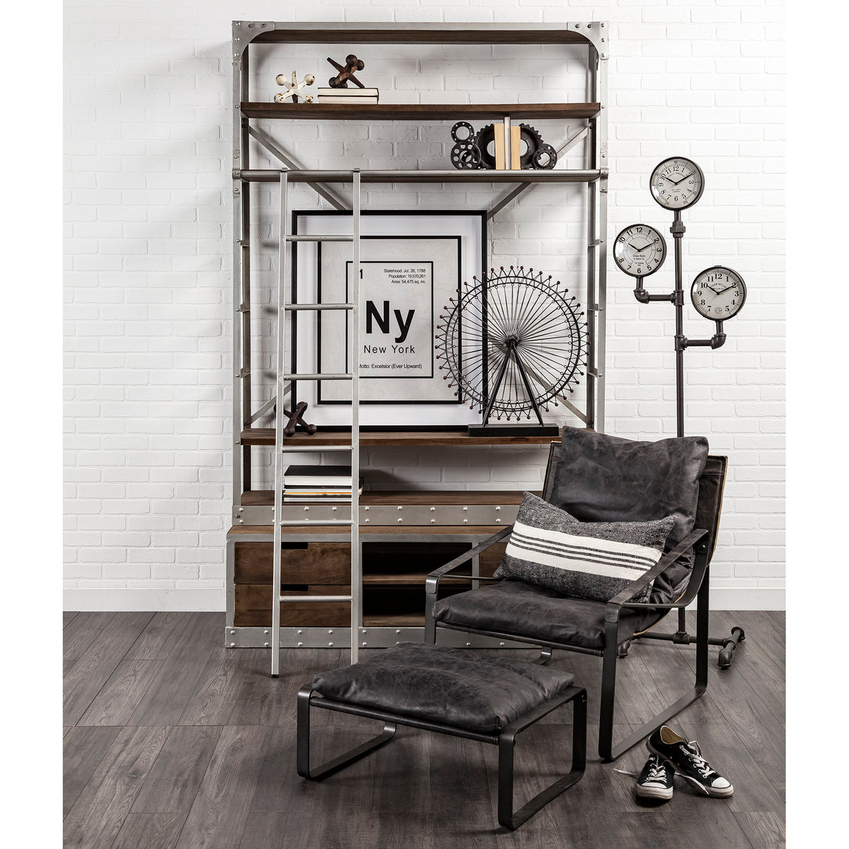 Hornet Black Genuine Leather Accent Chair