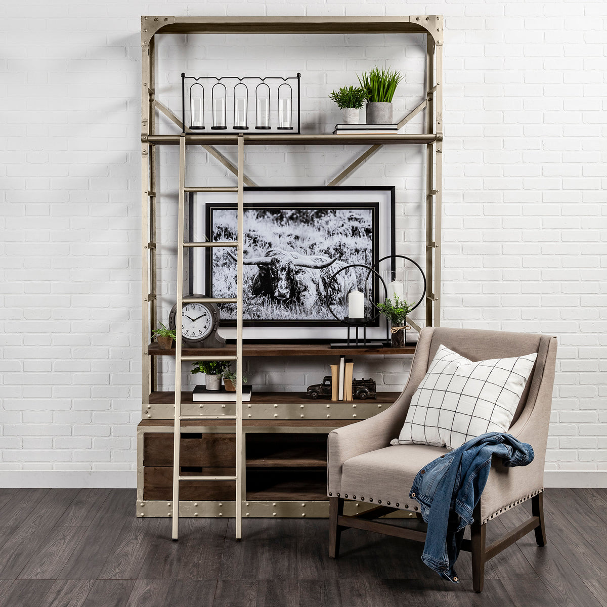 Kensington Beige Linen High Back Accent Chair
