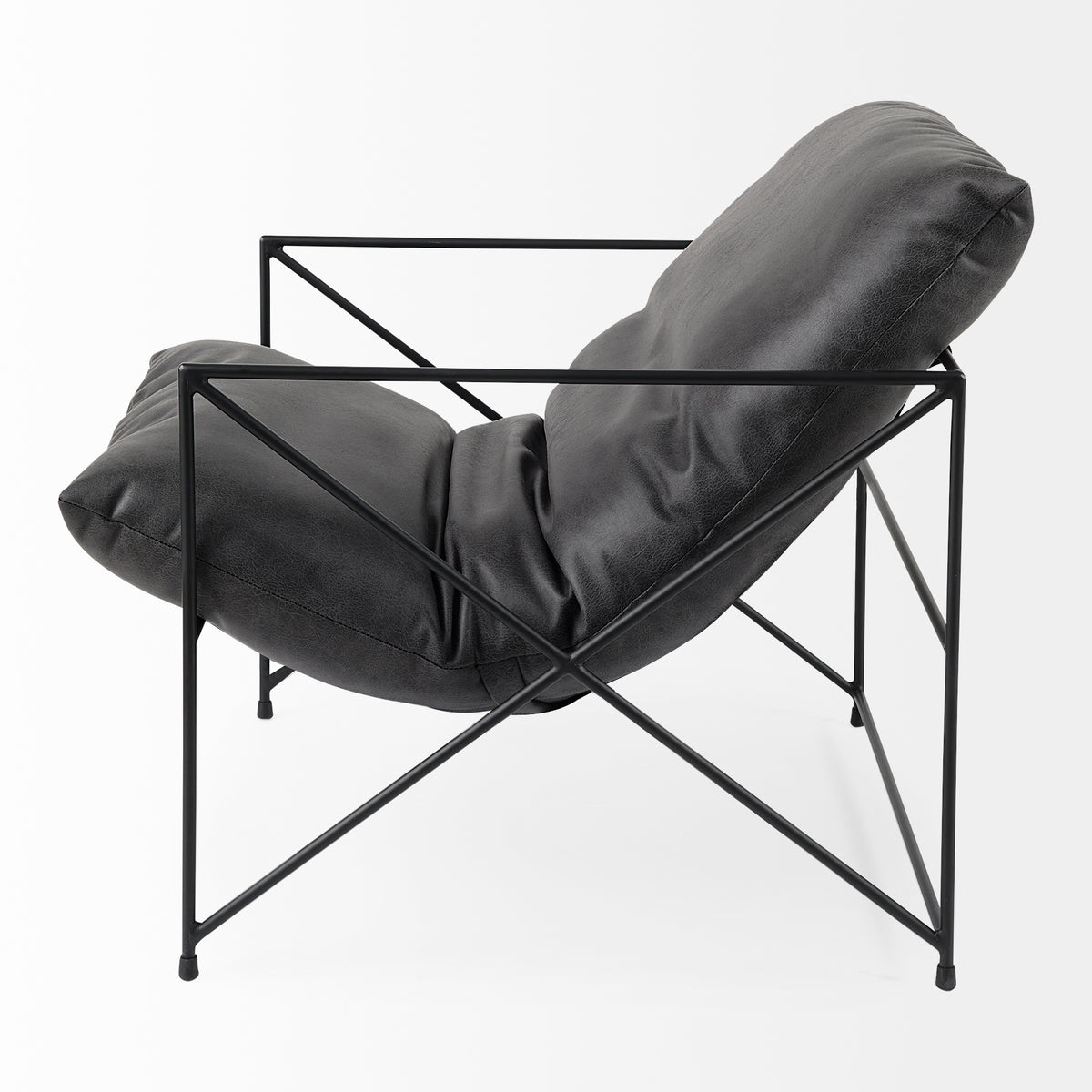 Leonidas Black Faux Leather Accent Chair