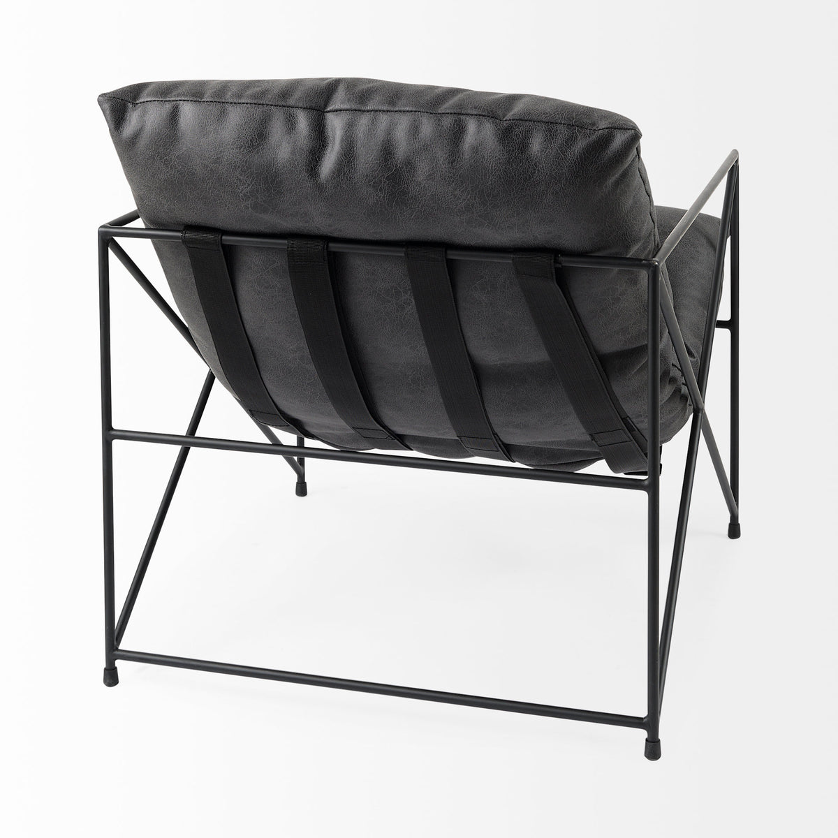 Leonidas Black Faux Leather Accent Chair