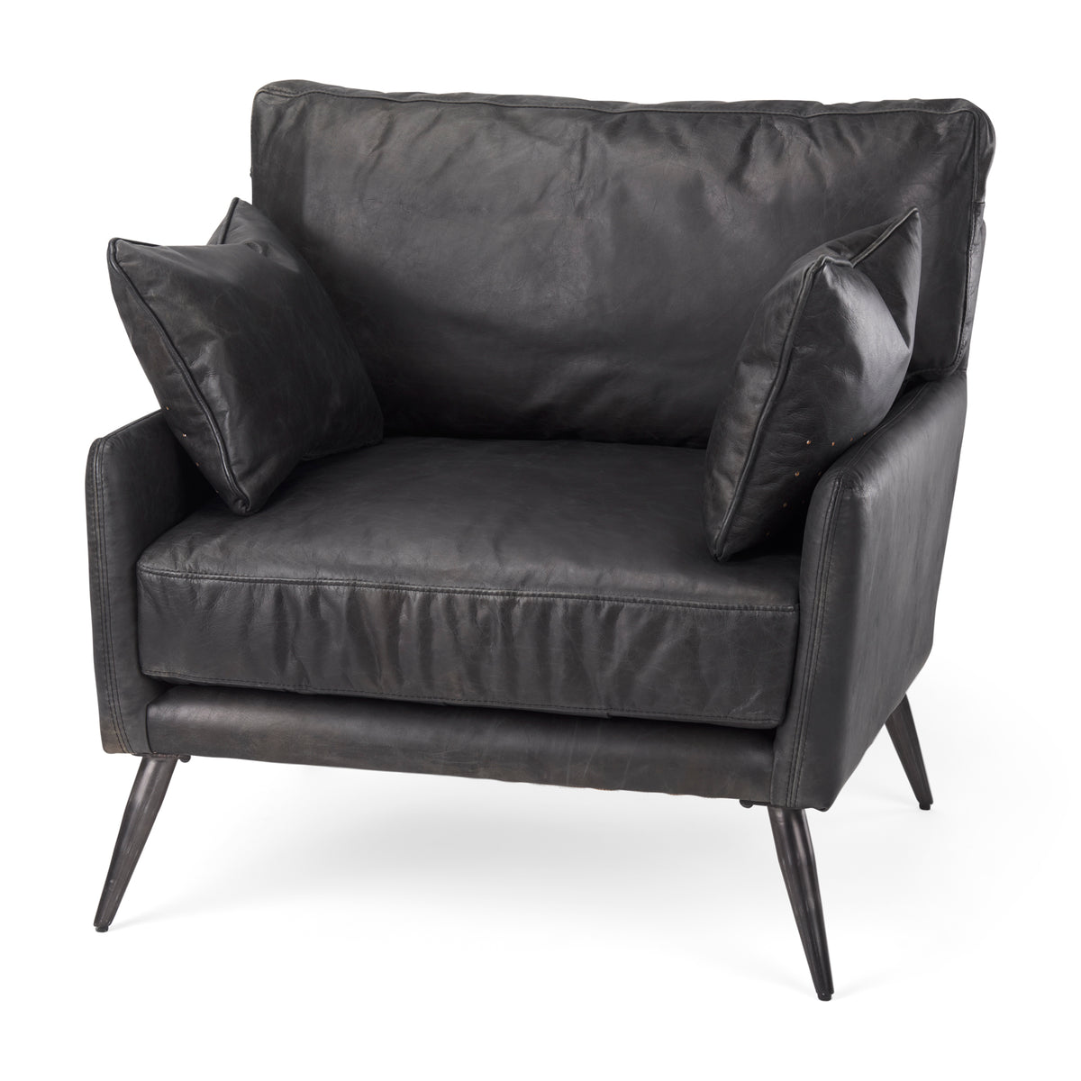 Cochrane Black Genuine Leather Arm Chair