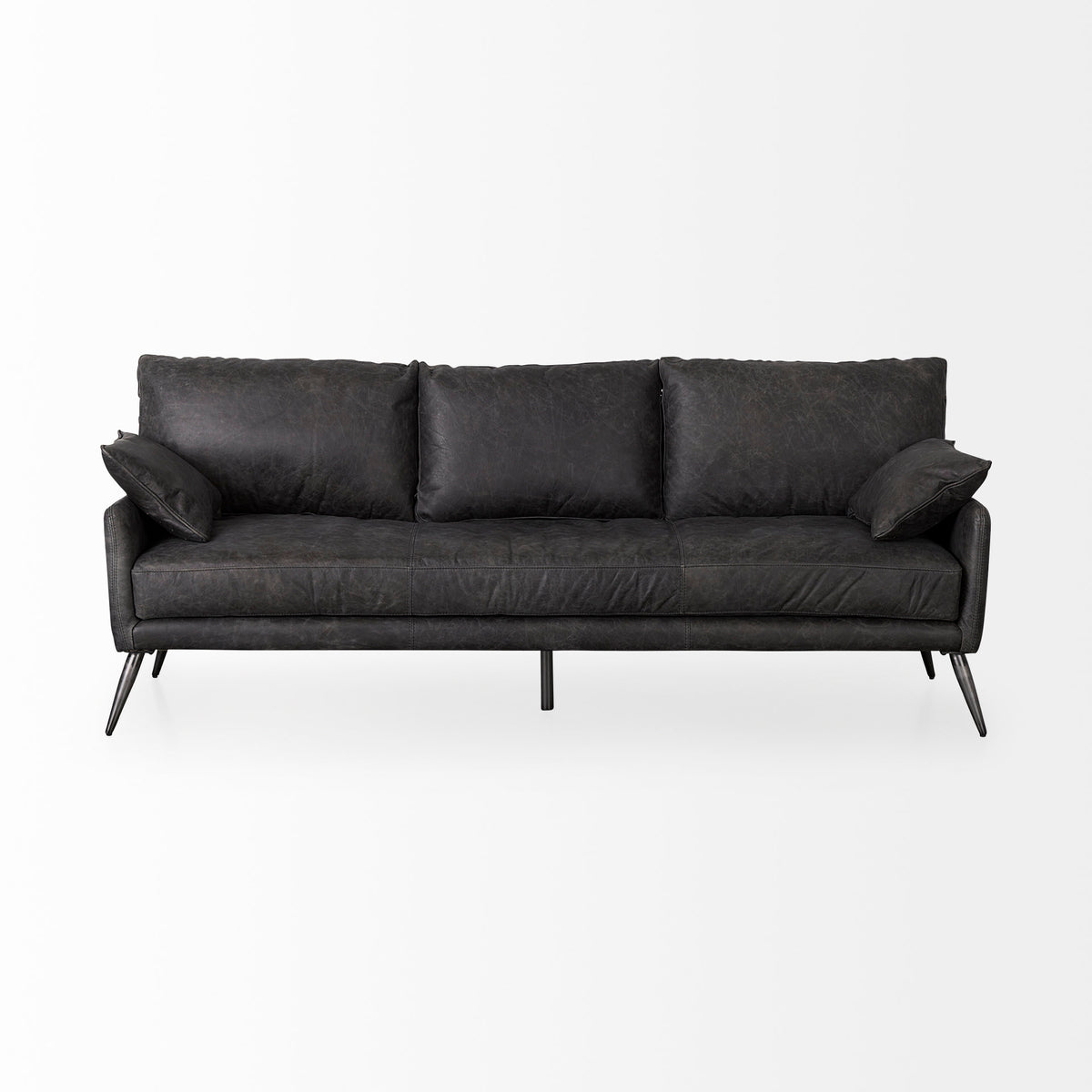Cochrane Black Genuine Leather 3-Seater Sofa