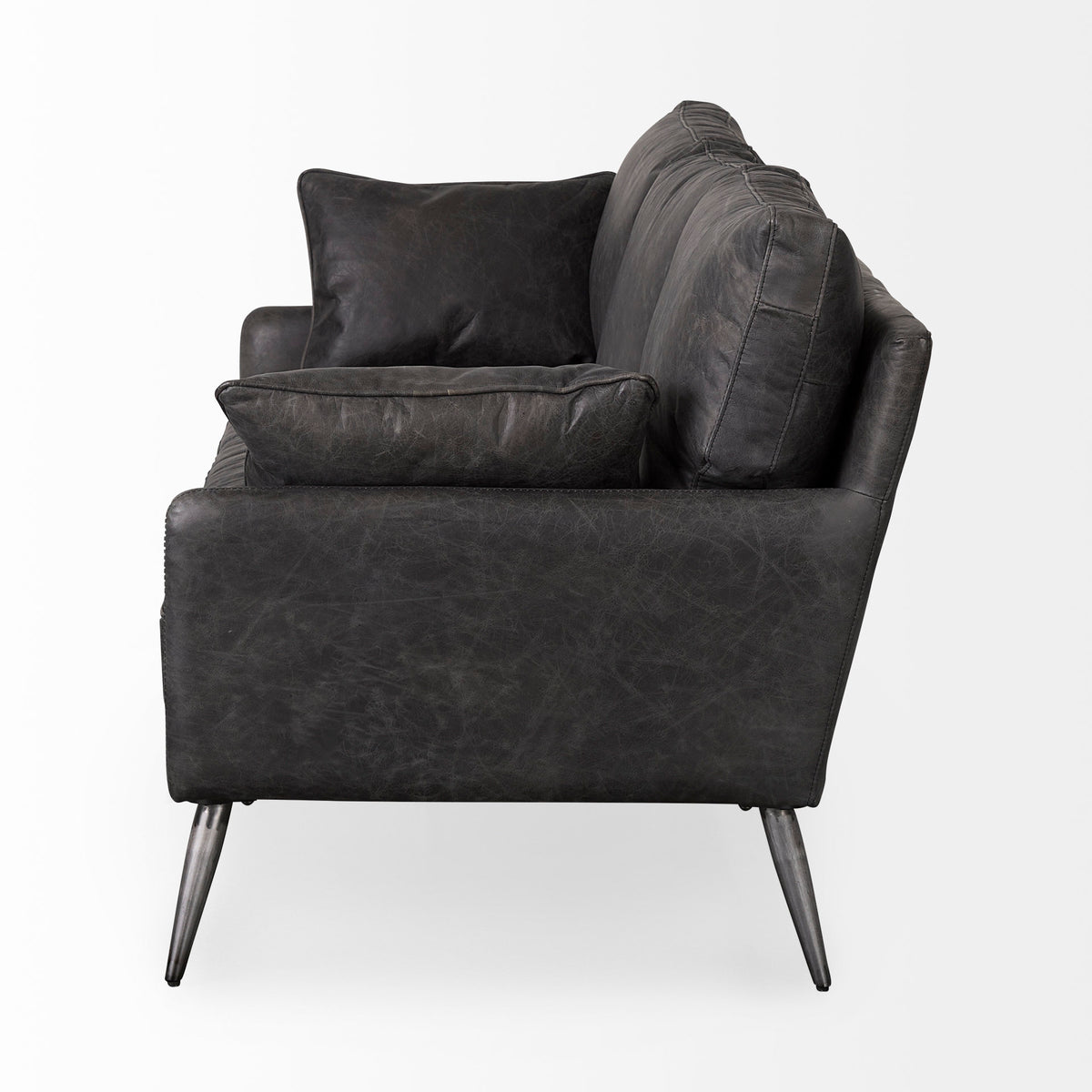 Cochrane Black Genuine Leather 3-Seater Sofa