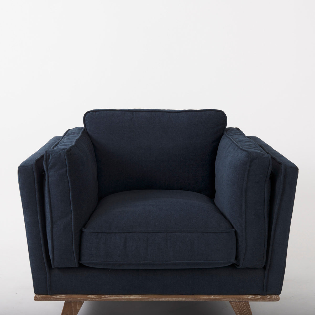 Brooks Navy Blue Fabric Arm Chair
