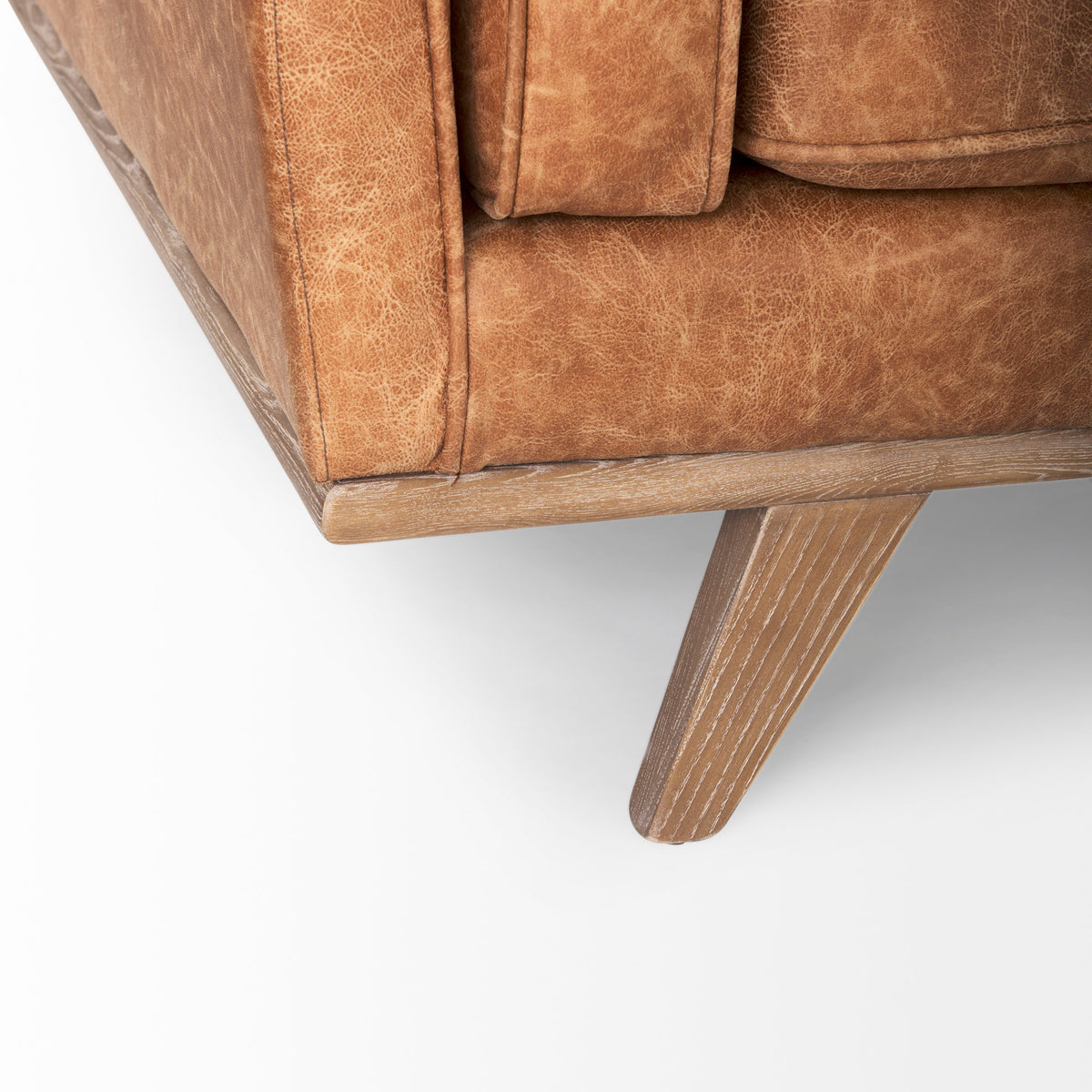 Brooks Cognac Faux Leather 3-Seater Sofa