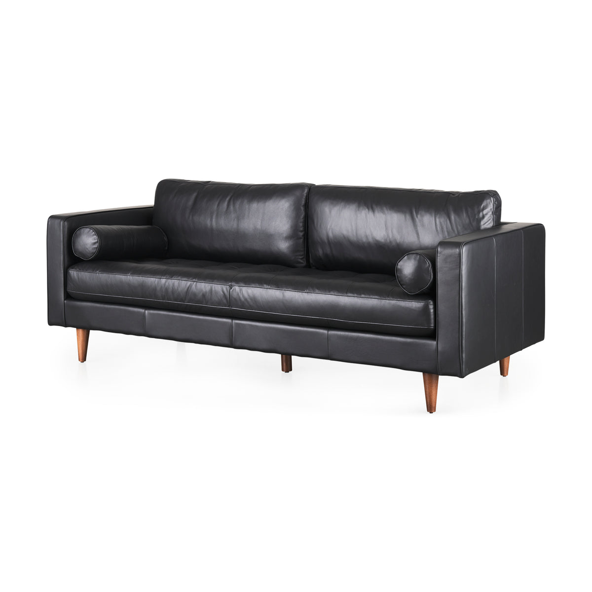 Svend Black Genuine Leather 3-Seater Sofa
