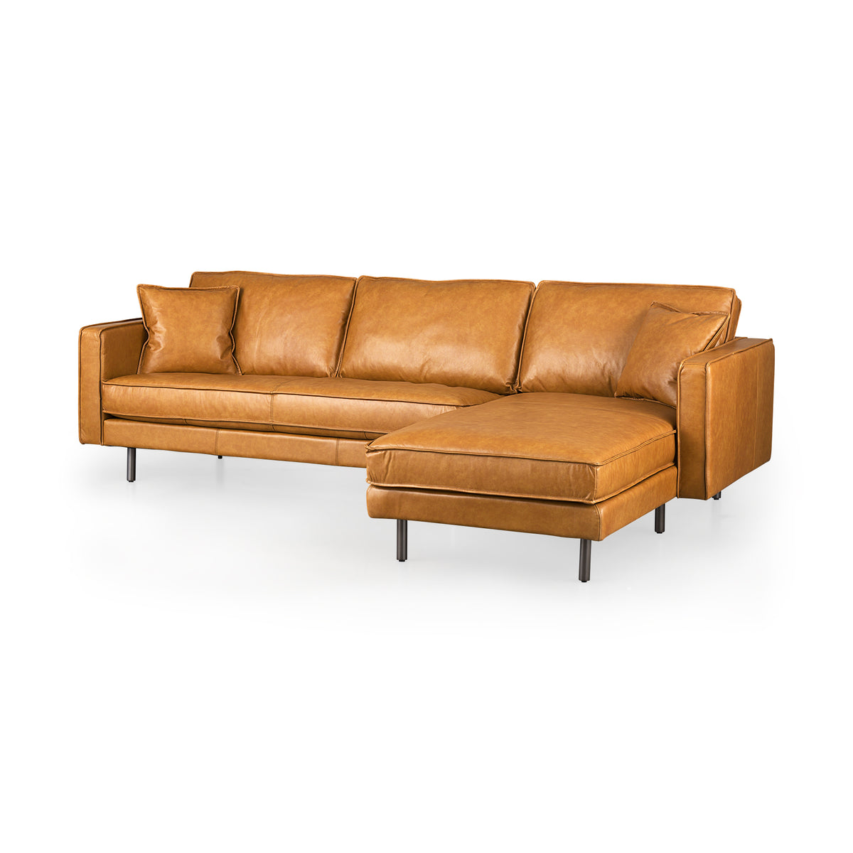 D'Arcy Right Chaise Tan Genuine Leather Sectional
