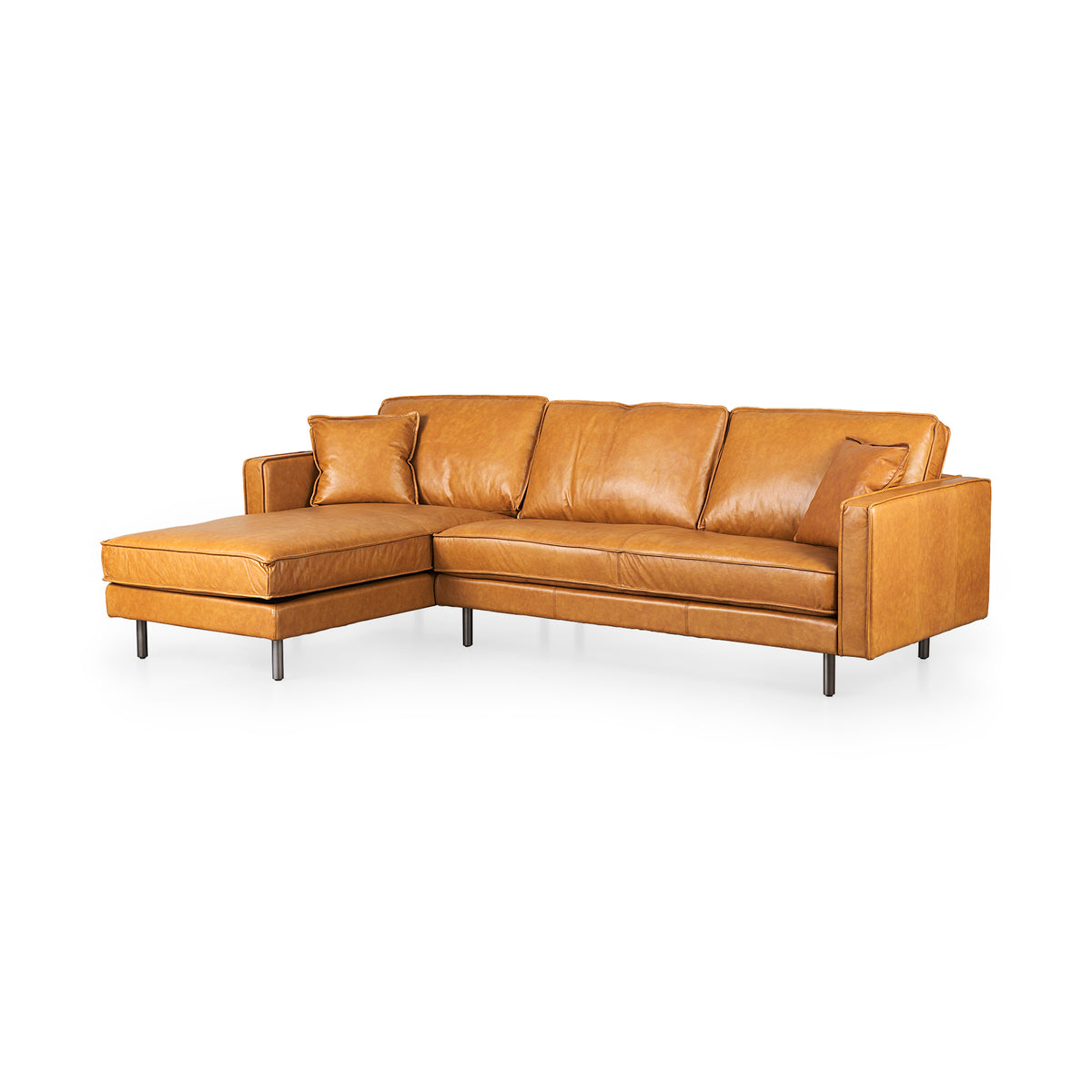 D'Arcy Left Chaise Tan Genuine Leather Sectional