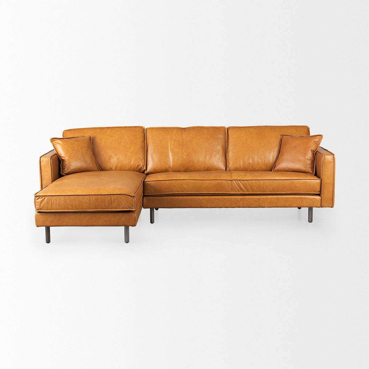 D'Arcy Left Chaise Tan Genuine Leather Sectional