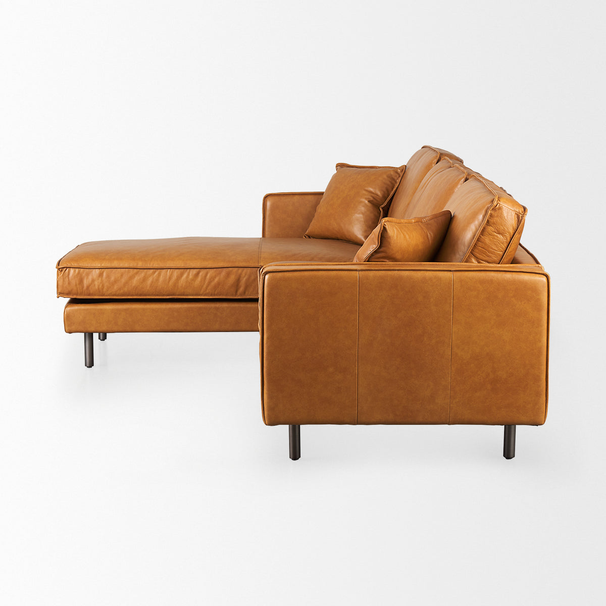 D'Arcy Left Chaise Tan Genuine Leather Sectional