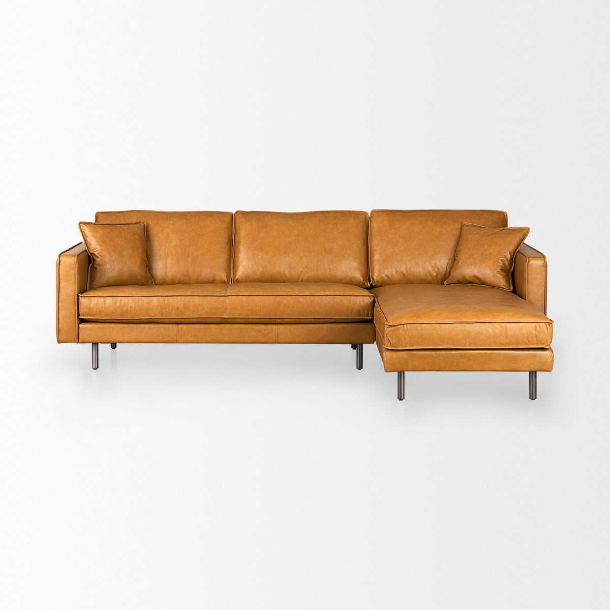 D'Arcy Right Chaise Tan Genuine Leather Sectional