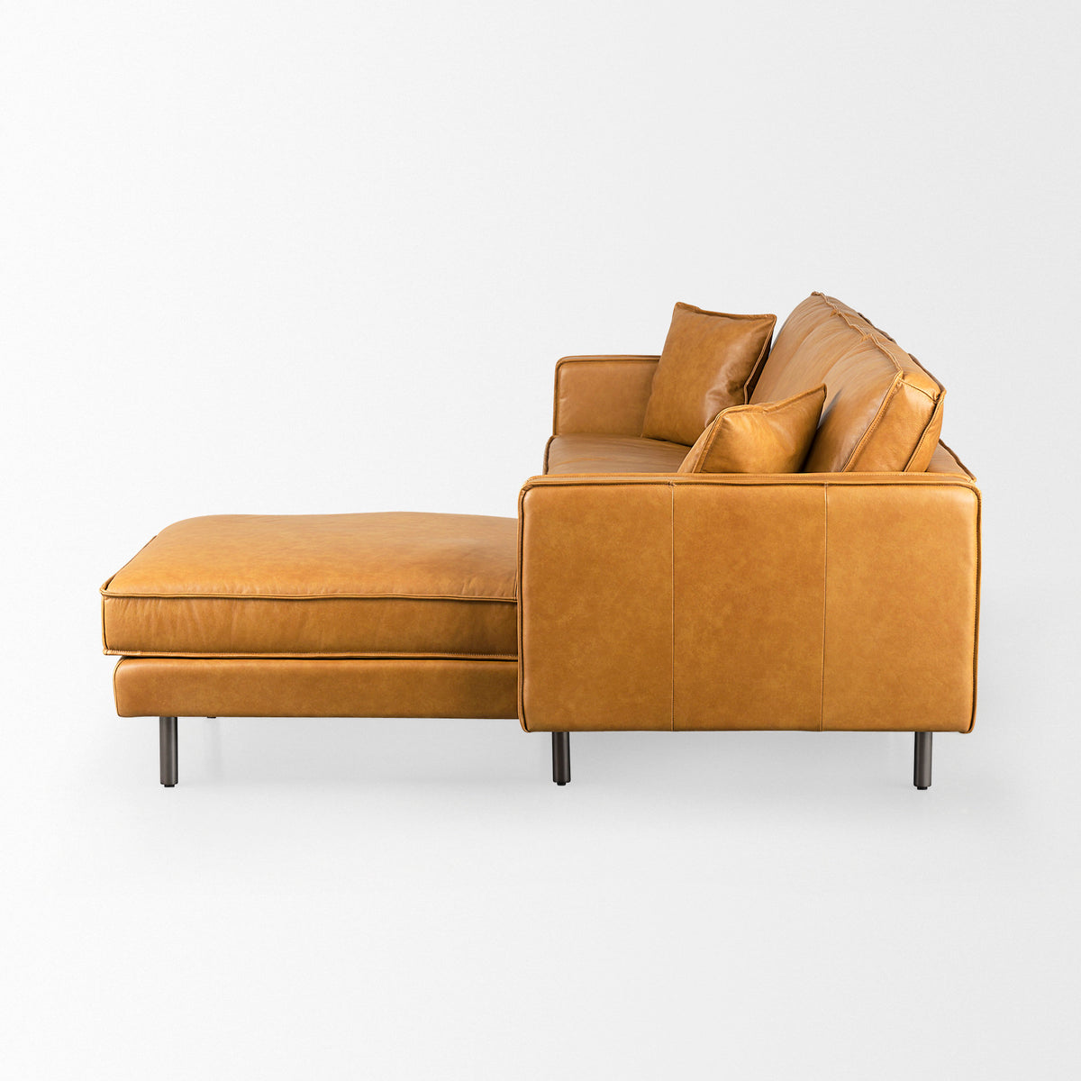 D'Arcy Right Chaise Tan Genuine Leather Sectional