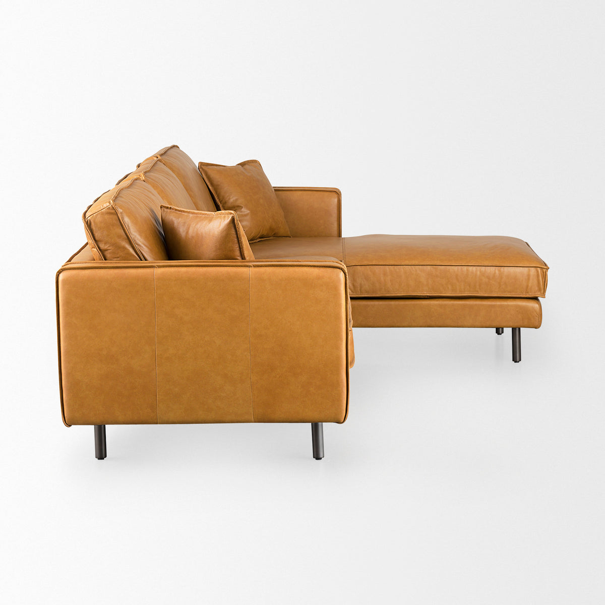 D'Arcy Right Chaise Tan Genuine Leather Sectional