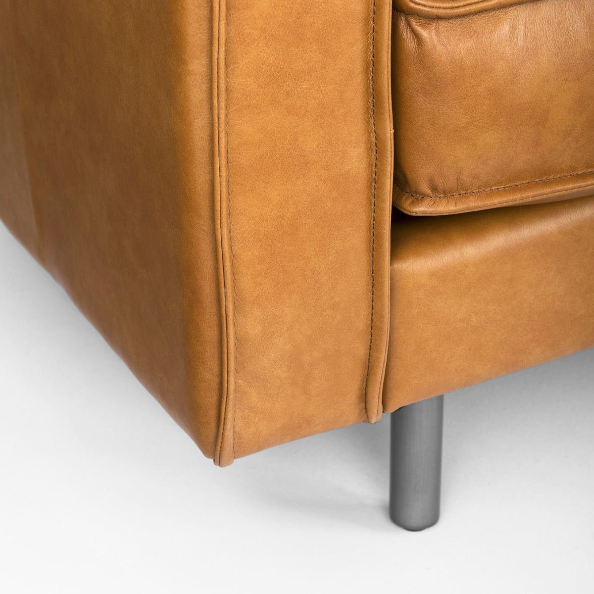 D'Arcy Right Chaise Tan Genuine Leather Sectional
