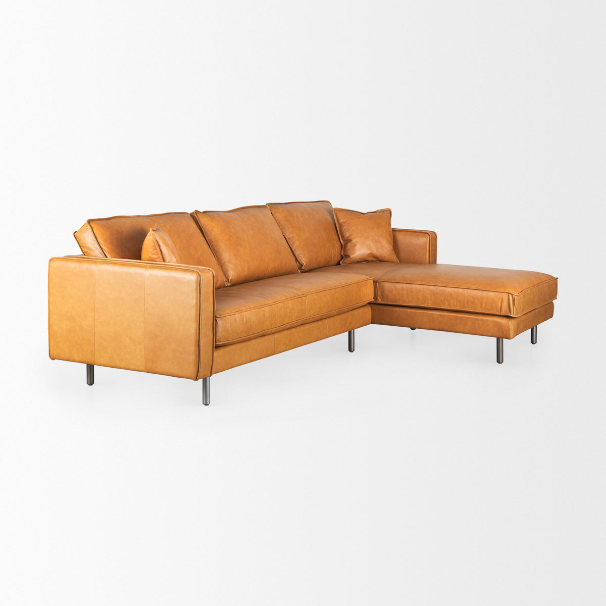 D'Arcy Right Chaise Tan Genuine Leather Sectional