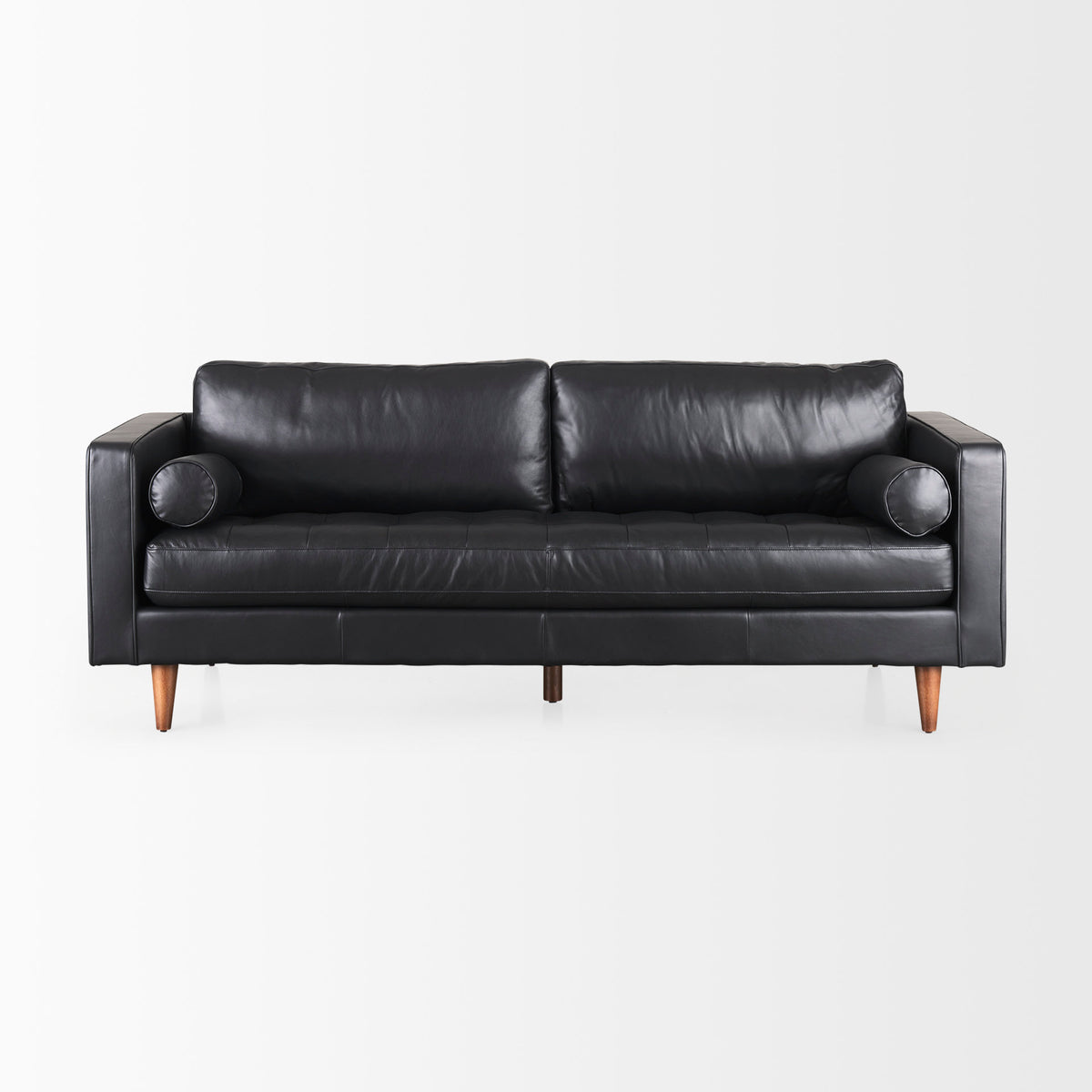 Svend Black Genuine Leather 3-Seater Sofa