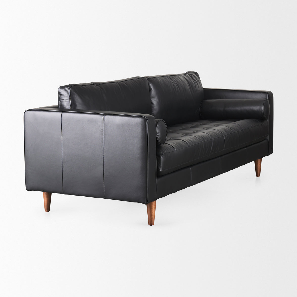 Svend Black Genuine Leather 3-Seater Sofa