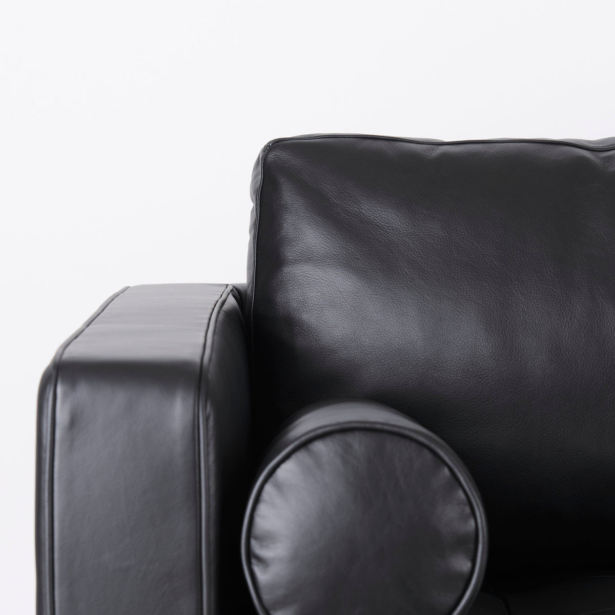 Svend Black Genuine Leather 3-Seater Sofa