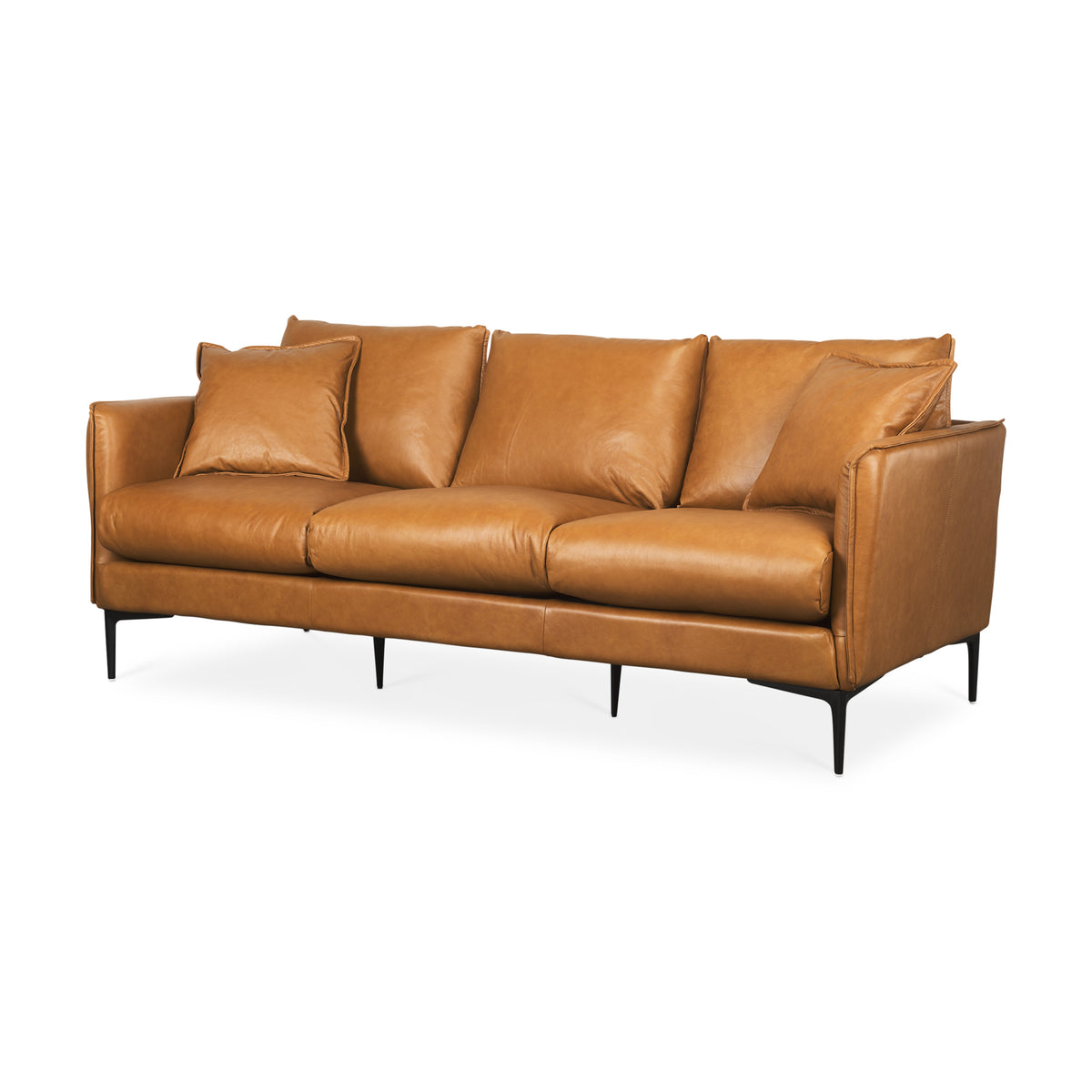 Lake Como Tan Genuine Leather 3-Seater Sofa