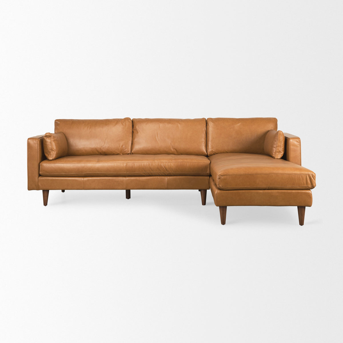 Elton Right Chaise Tan Genuine Leather Sectional