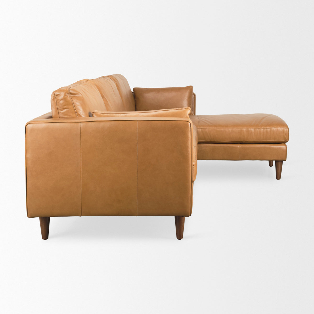 Elton Right Chaise Tan Genuine Leather Sectional